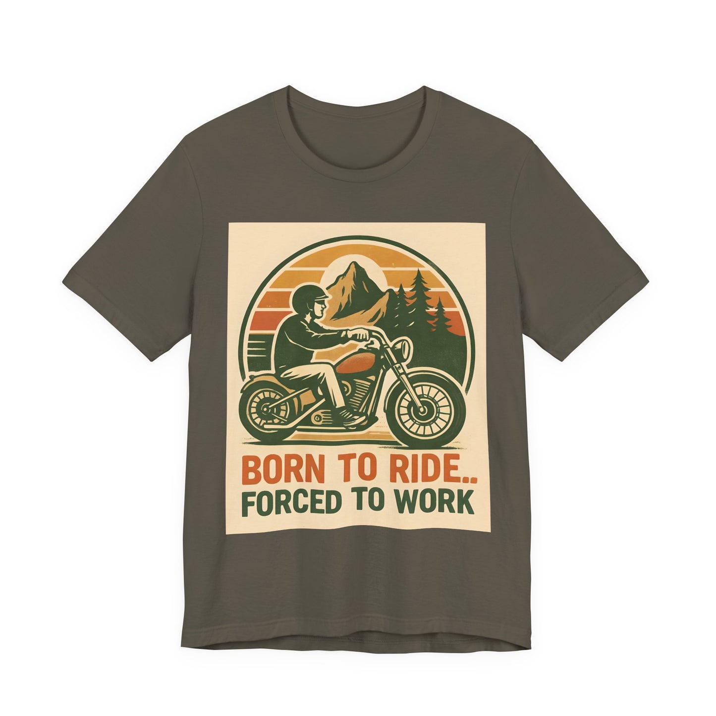 Born to Ride Forced to Work Motorcycle Shirt, This motorbike t shirt, a blend of style and comfort, is perfect for those who live and breathe the biker lifestyle.cycle apparel.