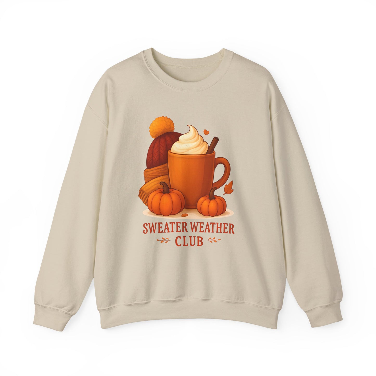 Sweater Weather Autumn Sweatshirt, This autumnal jumper captures the essence of crisp days with its inviting softness, perfect for sipping on a pumpkin spice latte.