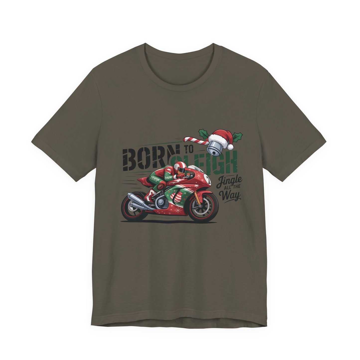 Jingle Bells Biker T-shirt, Motorcycle Shirt, this motorcycle shirt captures the spirit of the season and the open road. Perfect as a biker christmas gift.