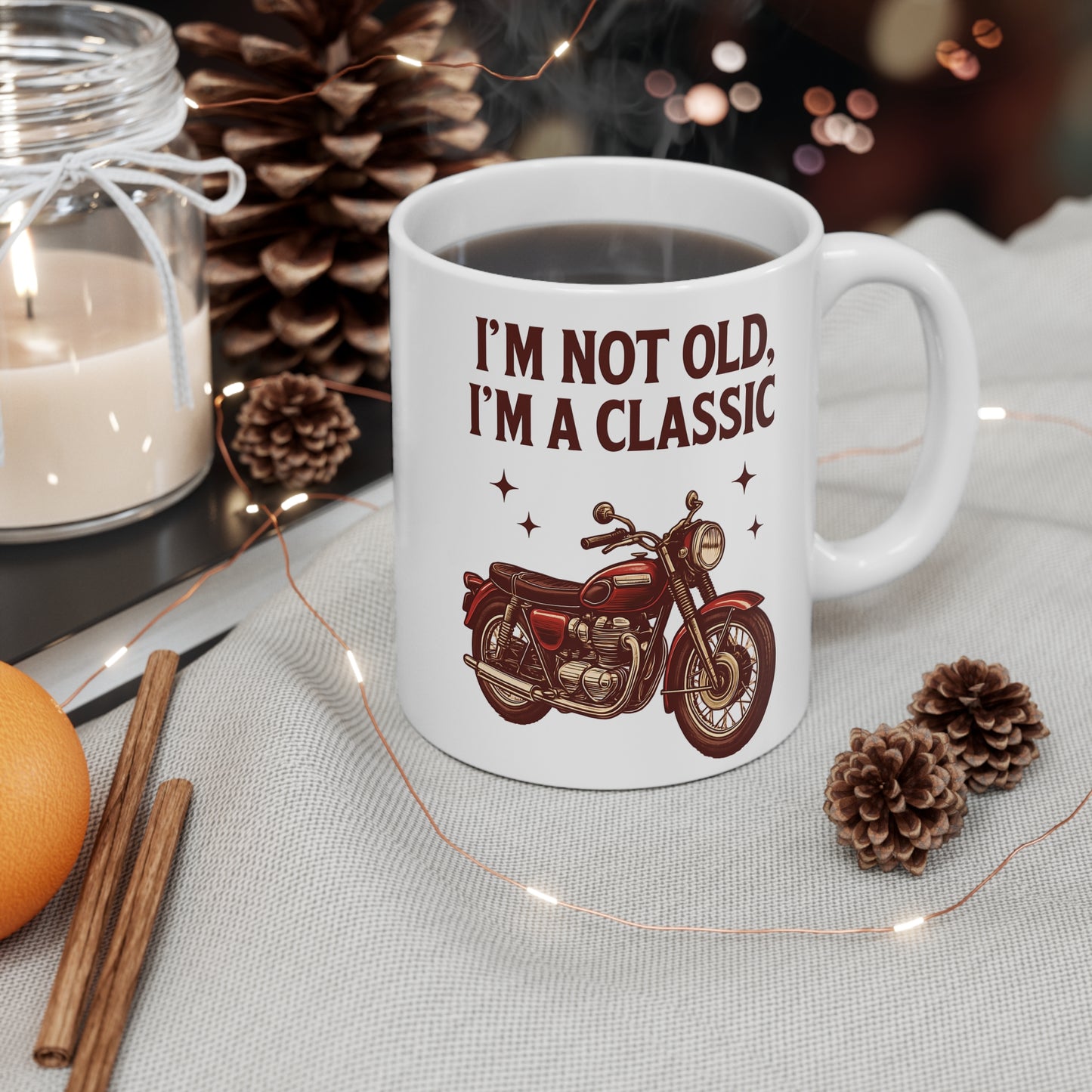 I'm Not Old I'm not old im a Classic Biker Mug, This retro motorbike mug is more than just a vessel for your coffee; it's a nod to the enduring spirit of the biker lifestyle.