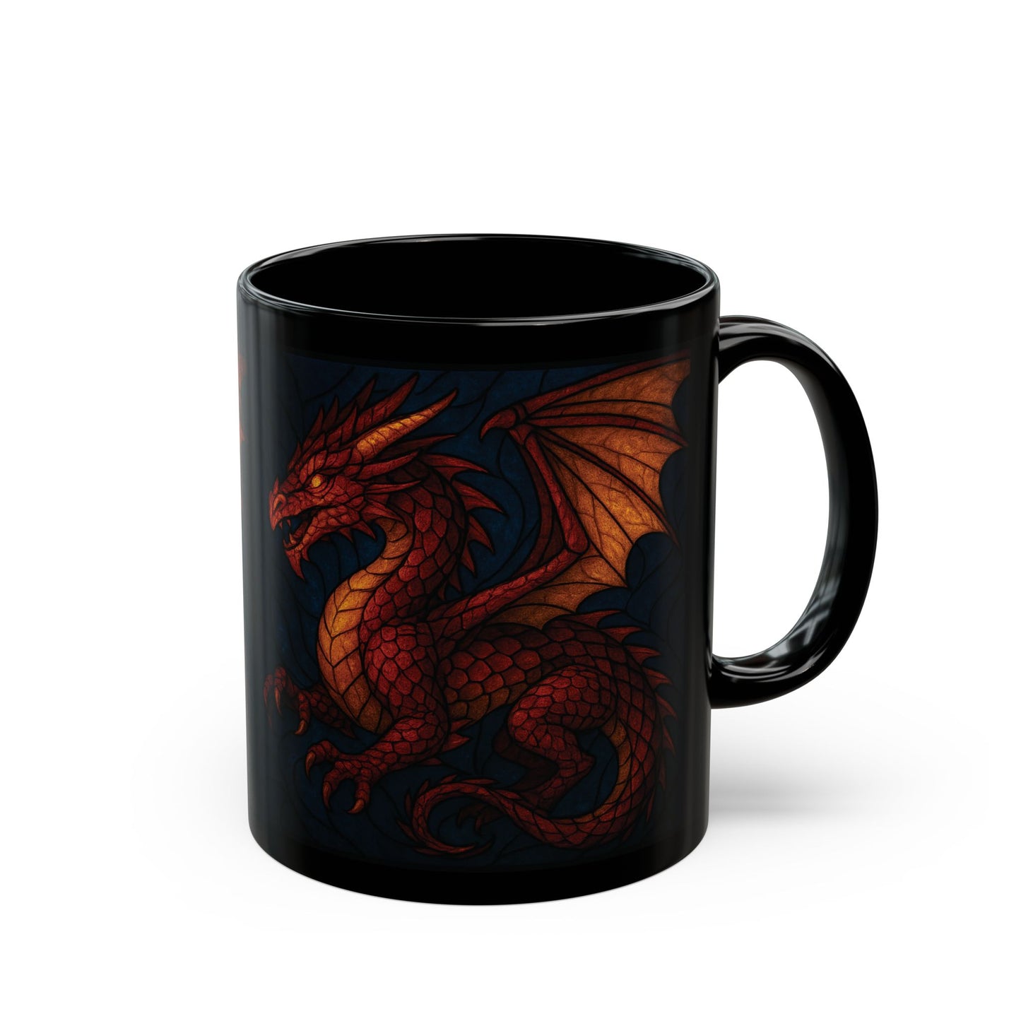 Stained Glass Effect Dragon Coffee Mug, Whether for your morning coffee or evening tea, this dragon cup is the perfect dragon gift for any dragon lover. Experience the enchantment of every brew with this unique dragon coffee mug.