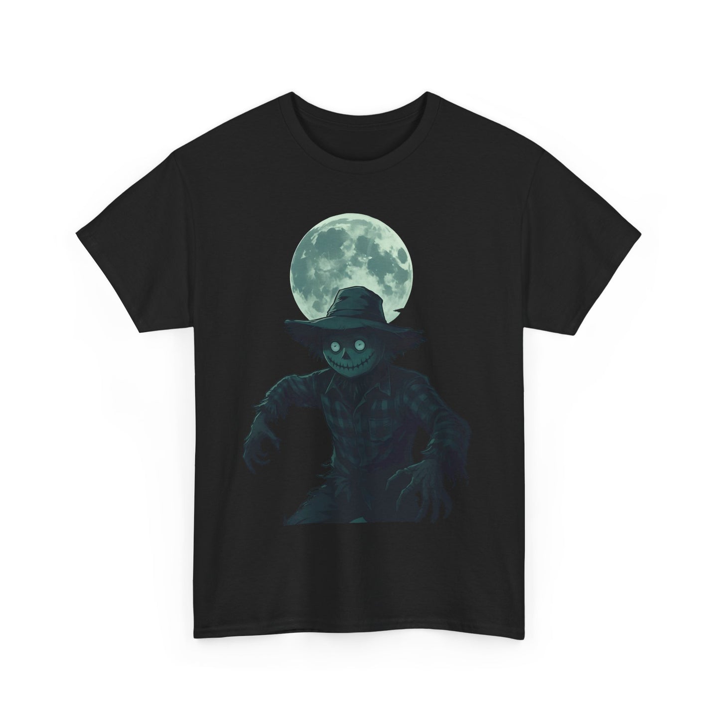 Halloween Scarecrow T-Shirt, This scarecrow shirt captures the essence of the season, transforming the traditional harvest icon into a pumpkin scarecrow that’s both captivating and chilling.Halloween