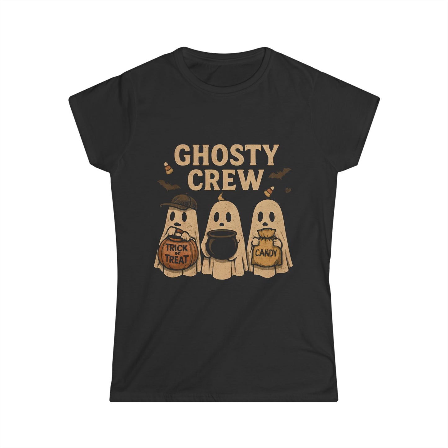 Halloween Ghosty Tee - Women's Softstyle Shirt Perfect for those who love Halloween and want to add a touch of spookiness to their wardrobe.