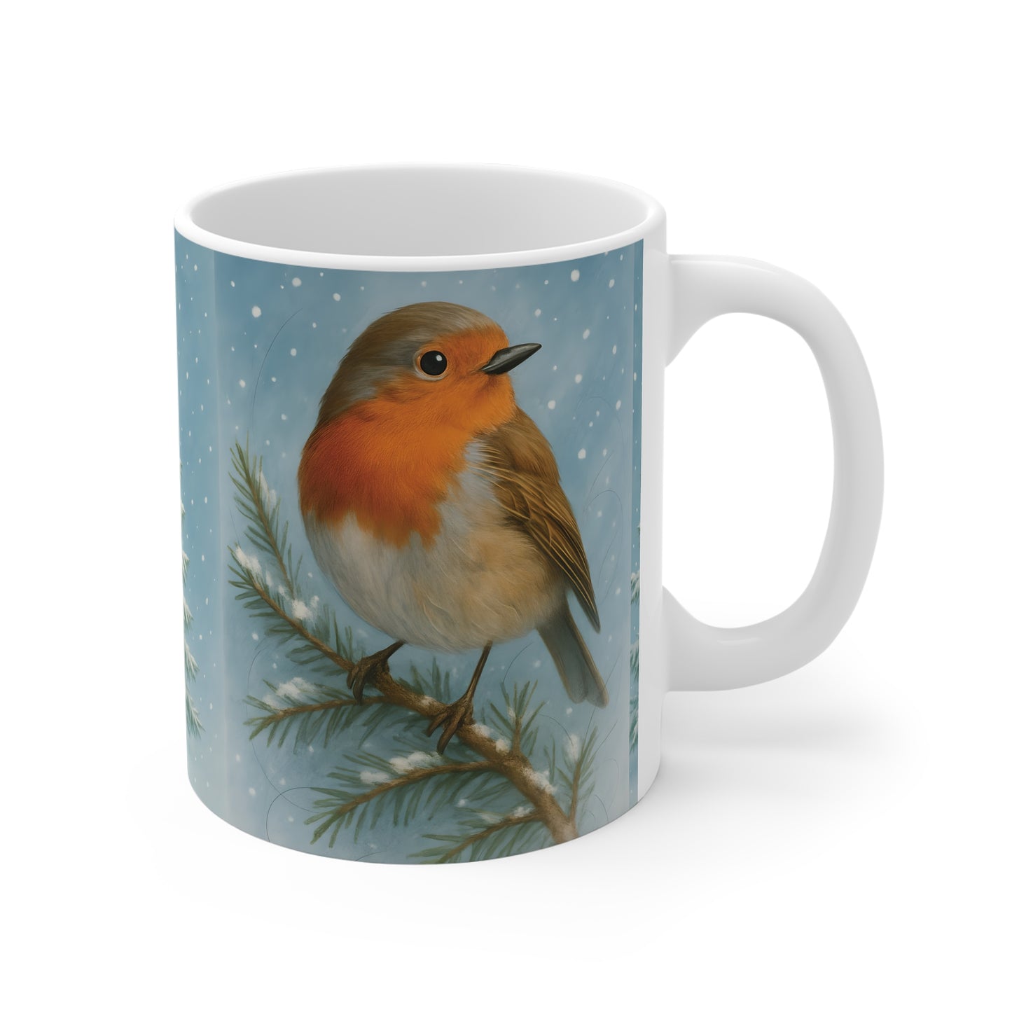 Winter Robin Coffee Mug, This enchanting festive mug captures the essence of Christmas with its charming illustration of a winter robin.robin coffee mug