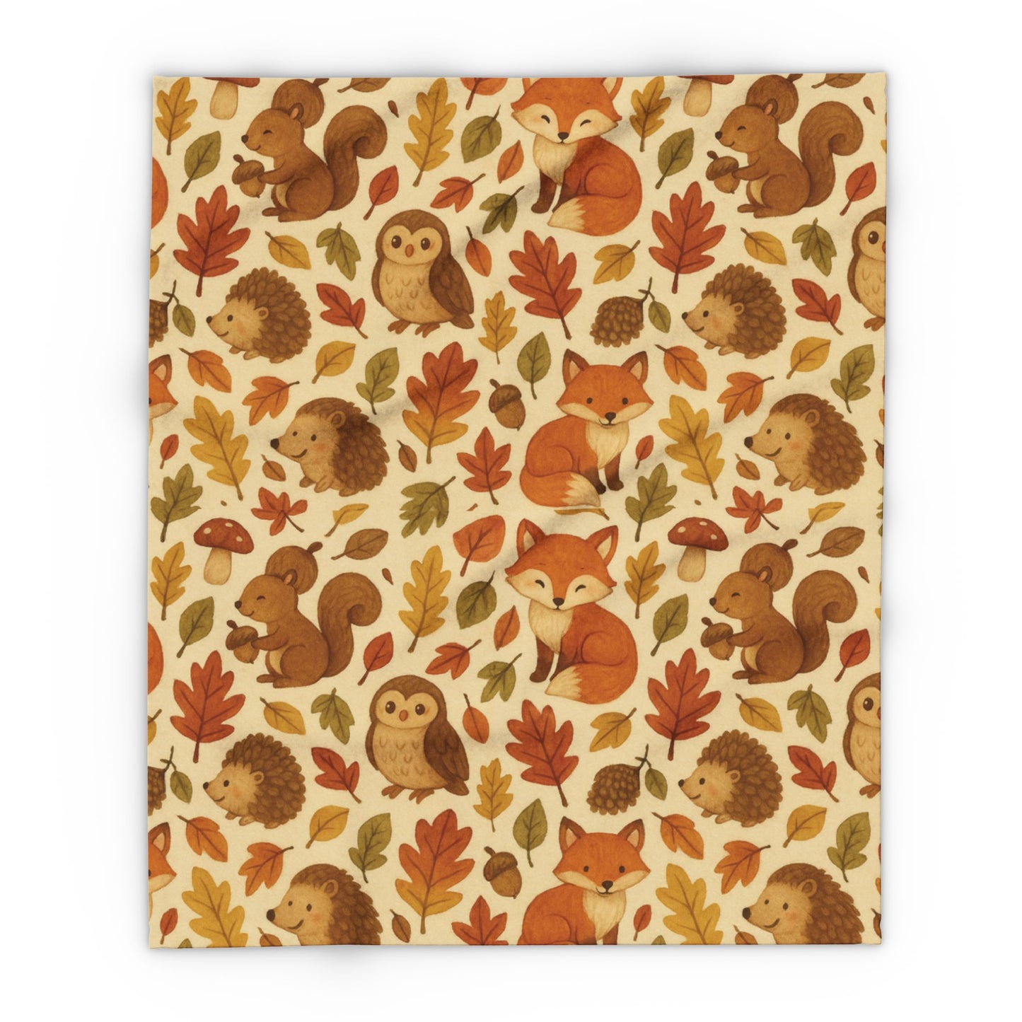Woodland Friends Autumnal Blanket, Featuring delightful woodland creatures, this sofa blanket is the perfect accent to your autumnal decor.