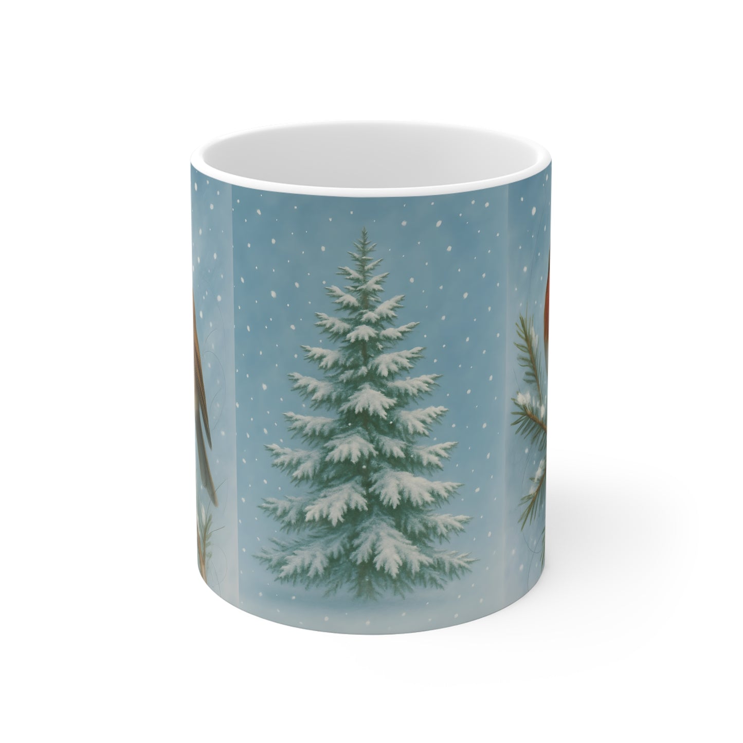 Winter Robin Coffee Mug, This enchanting festive mug captures the essence of Christmas with its charming illustration of a winter robin.robin coffee mug