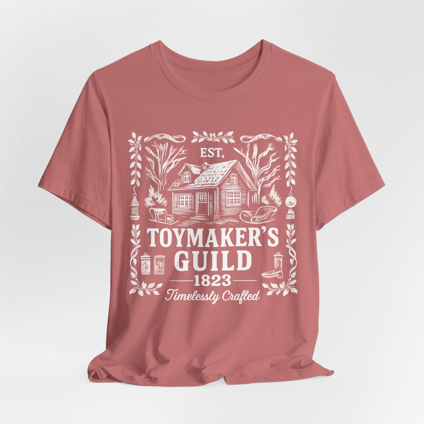 Nostalgic Christmas Tee, Vintage Toymaker Guild, a delightful nod to the nostalgic charm of Christmas past, a heart warming secret Santa idea.