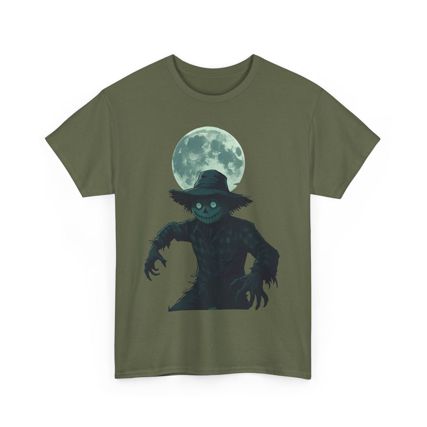 Halloween Scarecrow T-Shirt, This scarecrow shirt captures the essence of the season, transforming the traditional harvest icon into a pumpkin scarecrow that’s both captivating and chilling.Halloween