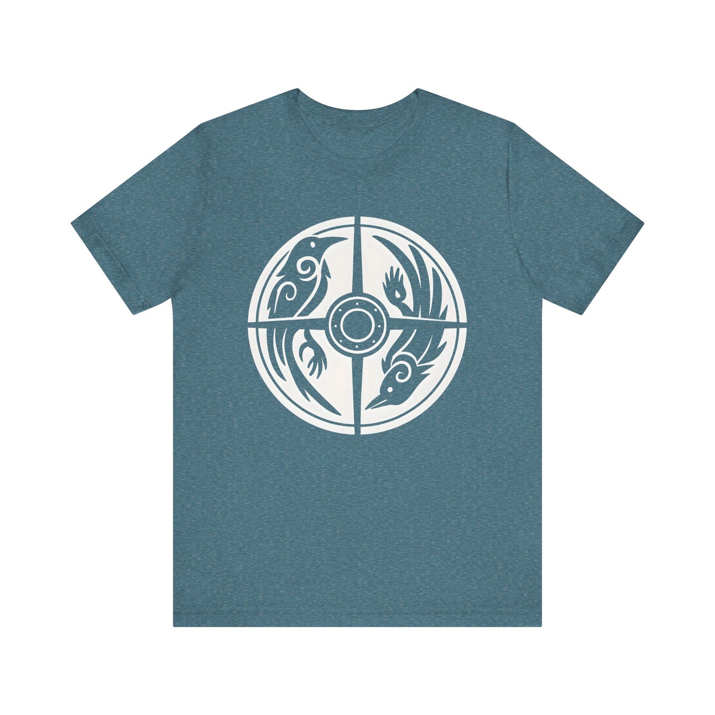 Norse Raven Shield T-shirt, Embrace the spirit of ancient warriors, an essential piece for any lover of Viking apparel.