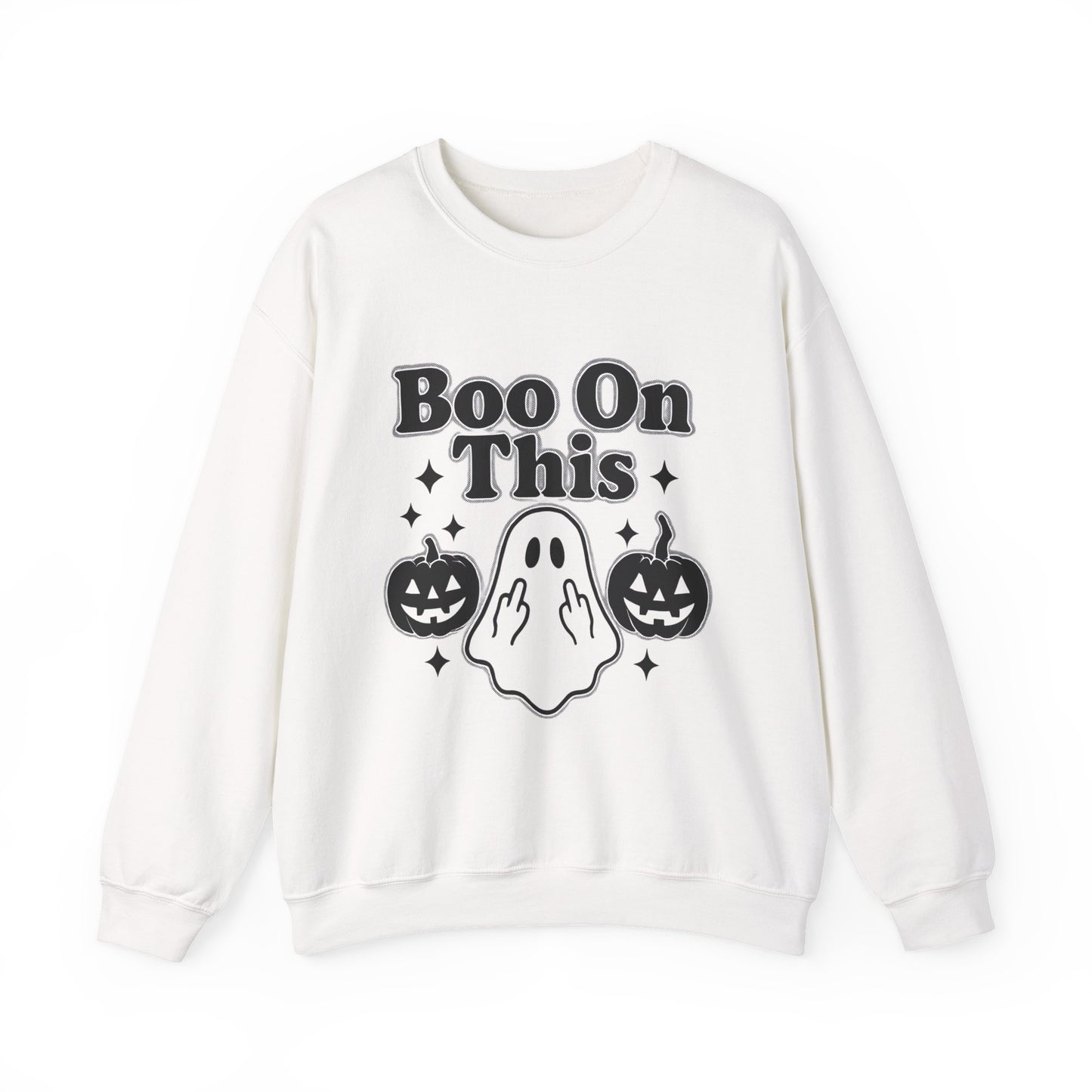 Boo on This Ghosty Sweatshirt, Step into the spirit of the season with our 'Boo on this, Ghosty Sweatshirt', a whimsical blend of warmth and ghost humor.