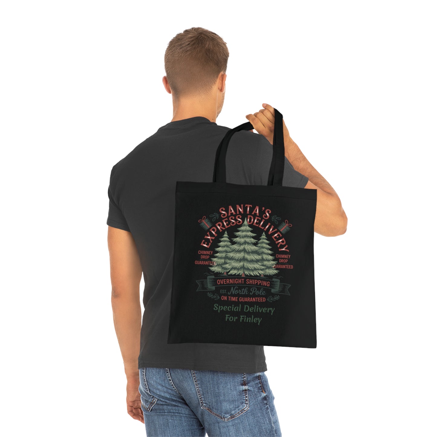 Personalised Santa's Express Delivery Cotton Tote Bag, Custom gift Bag.