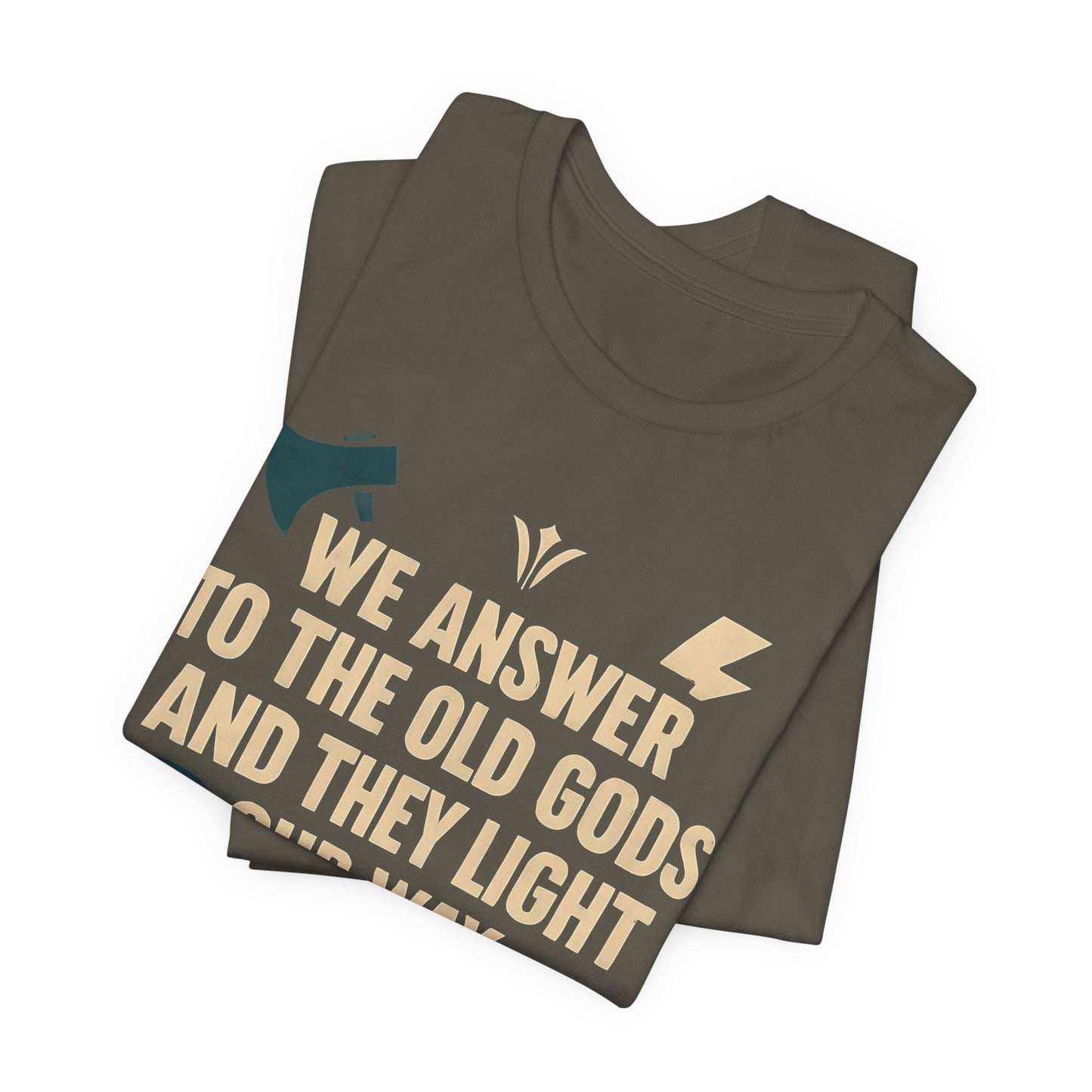 We Answer to the Old Gods Vikings TShirt, Embrace your ancestral roots with the "We Answer to the Old Gods".
