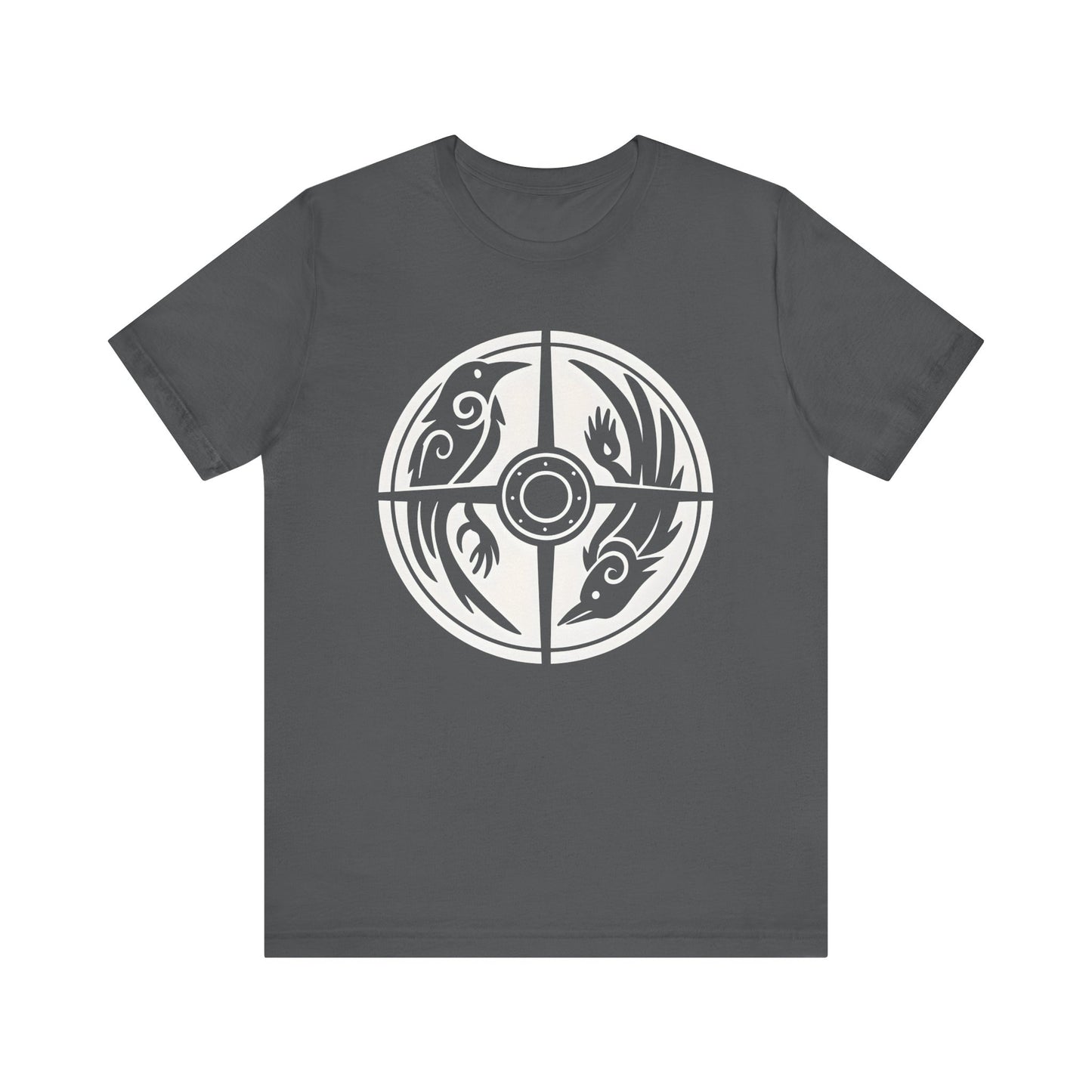 Norse Raven Shield T-shirt, Embrace the spirit of ancient warriors, an essential piece for any lover of Viking apparel.