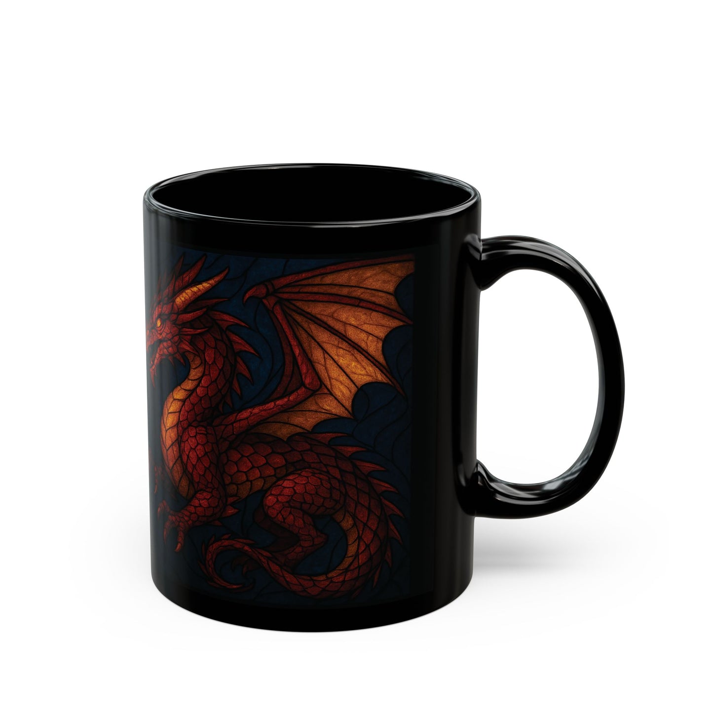 Stained Glass Effect Dragon Coffee Mug, Whether for your morning coffee or evening tea, this dragon cup is the perfect dragon gift for any dragon lover. Experience the enchantment of every brew with this unique dragon coffee mug.