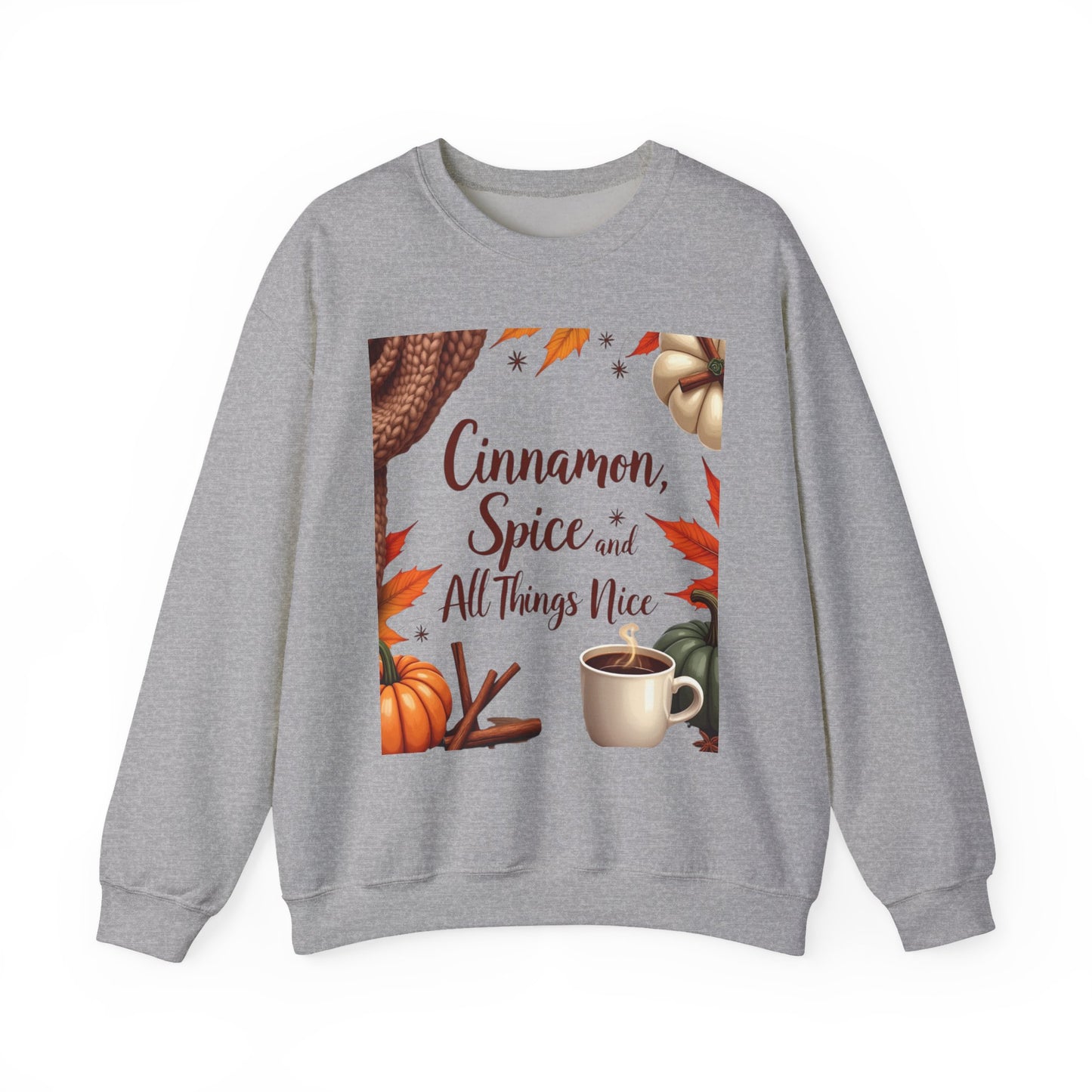 Cinnamon Spice and All Things Nice Sweatshirt, promises to keep you snug while adding a touch of seasonal charm to your wardrobe. Whether you’re sipping on a pumpkin latte or taking a leisurely stroll through fallen leaves,