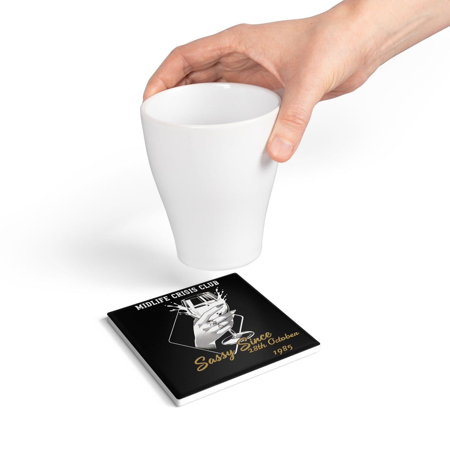 Personalised Midlife Crisis Coaster | Funny Ceramic Drink Coaster Gift for Women 40s 50s | Birthday Gift