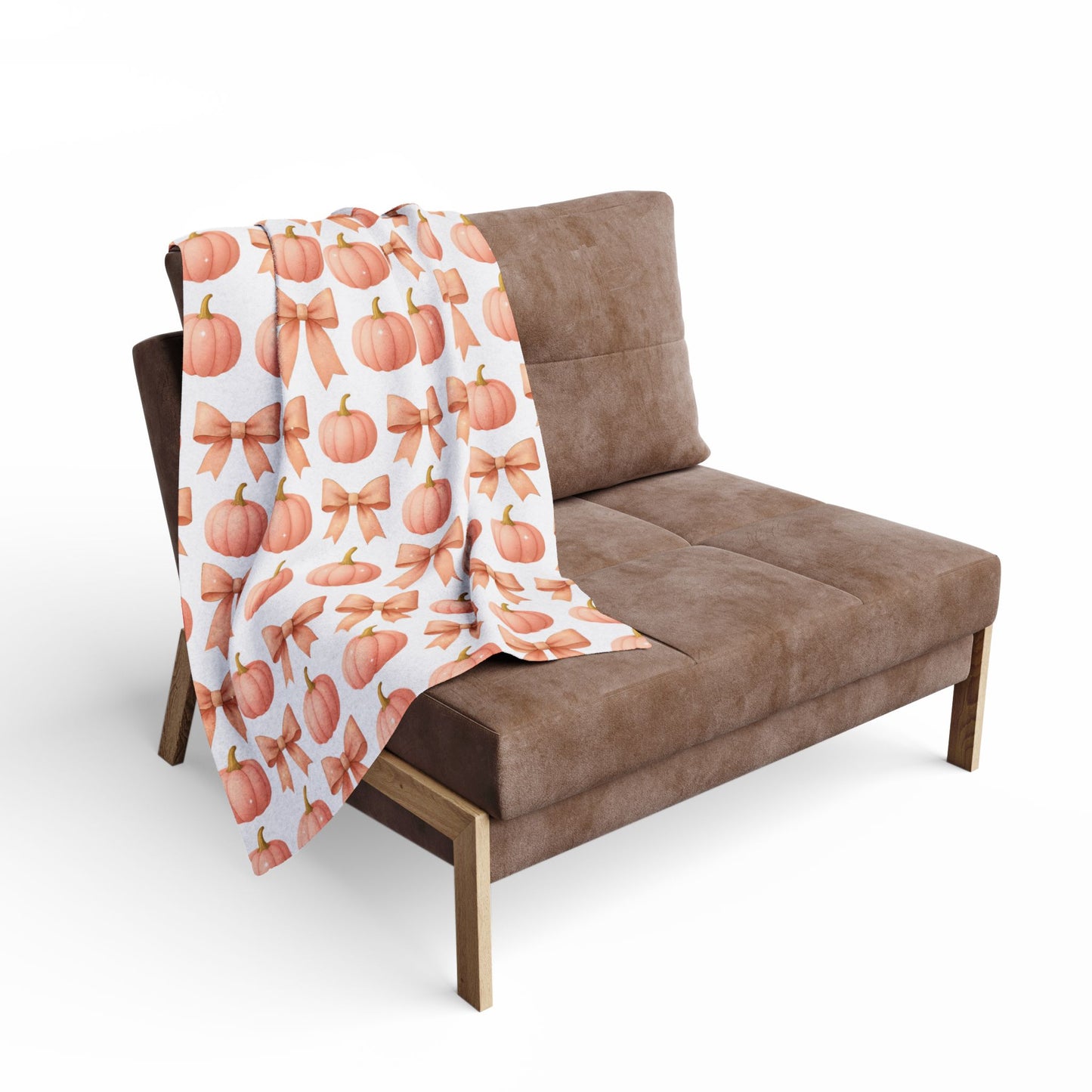 Pink Pumpkins & Pink Bow Artic Fleece Blanket, Perfect for adding a touch of girly Halloween charm, this autumn blanket effortlessly combines the playful allure of pink pumpkin decor.