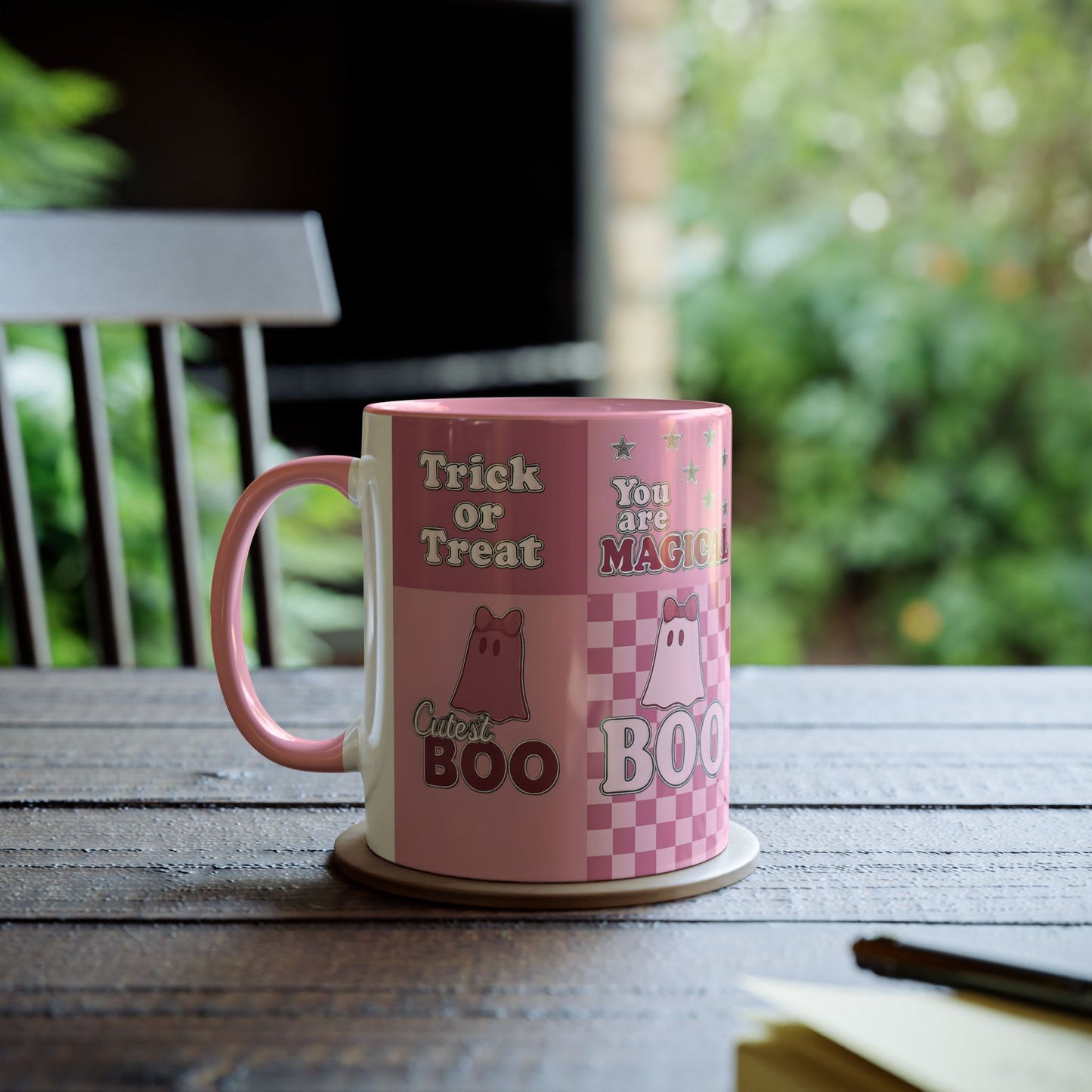 Pink Ghosty Boo Mug, this ghost mug is the embodiment of a cute Halloween mug, bringing the festive spirit to your morning brew.