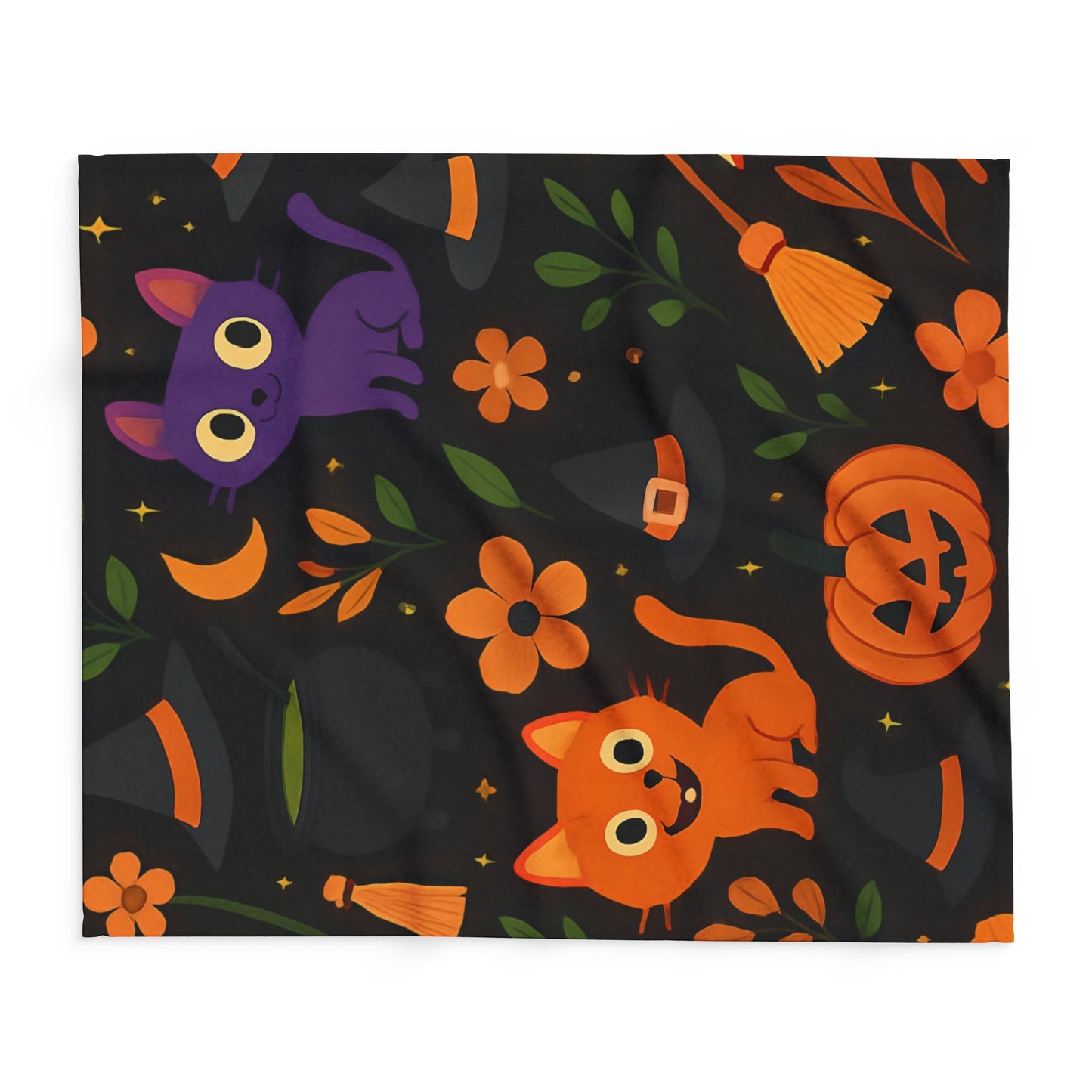 Halloween Blanket, The witchy blanket brings a touch of whimsy and warmth to any space, making it ideal as a spooky blanket or for witchy room decor.
