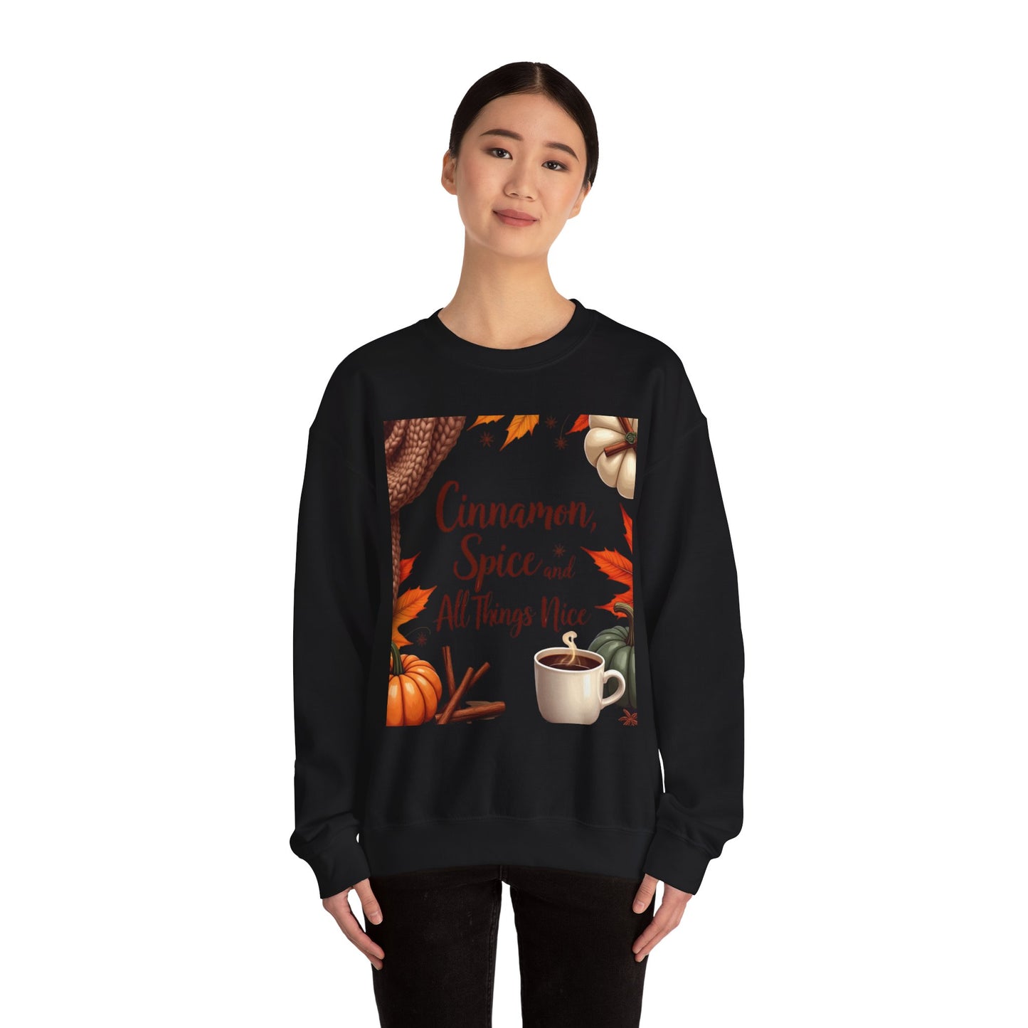 Cinnamon Spice and All Things Nice Sweatshirt, promises to keep you snug while adding a touch of seasonal charm to your wardrobe. Whether you’re sipping on a pumpkin latte or taking a leisurely stroll through fallen leaves,