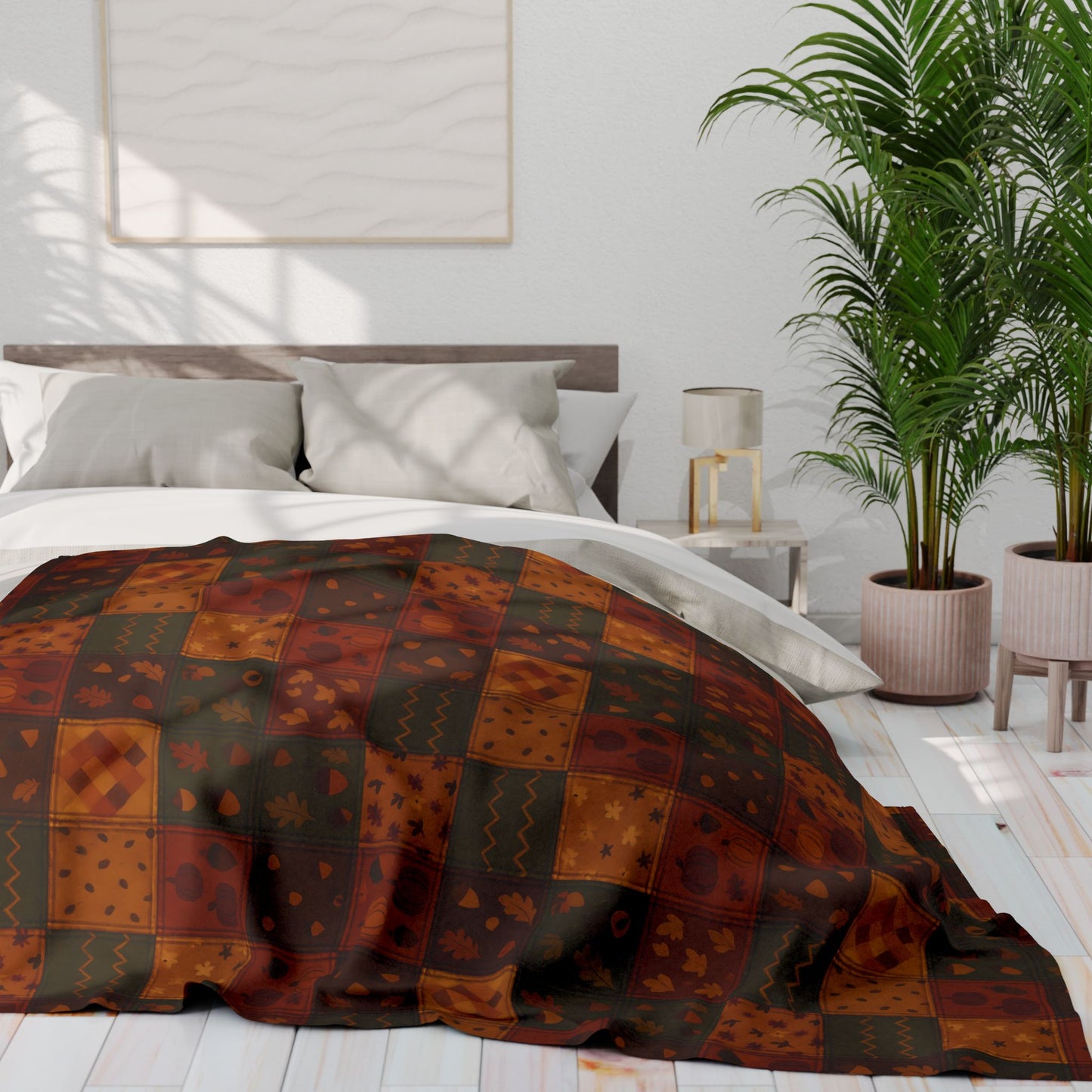 Cozy Autumnal Plaid Blanket, This thick blanket, with its rich blend of fall hues, adds a touch of sophistication to any autumnal home decor. Decor,