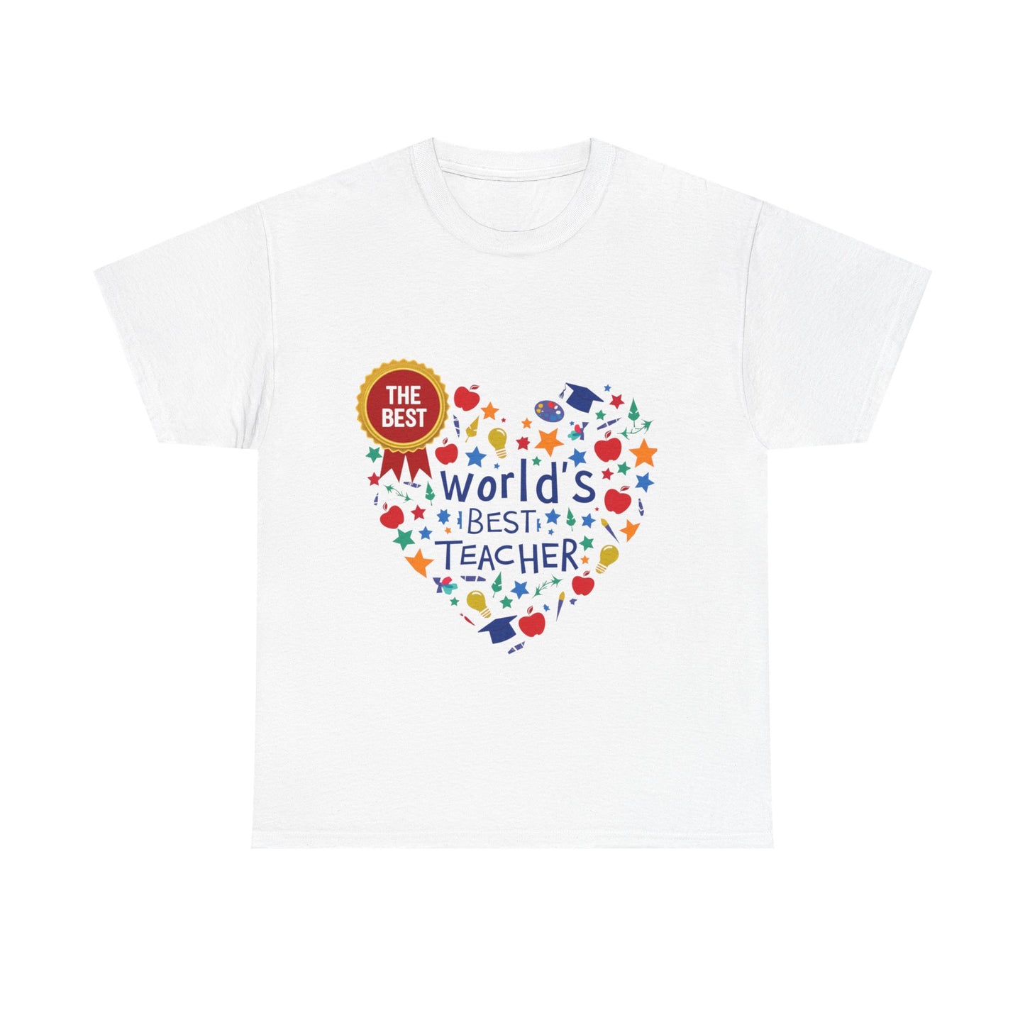World's Best Teacher Cotton Tee - Designed to celebrate educators, this tee radiates warmth and positivity, making it a perfect gift for Teacher Appreciation Week.