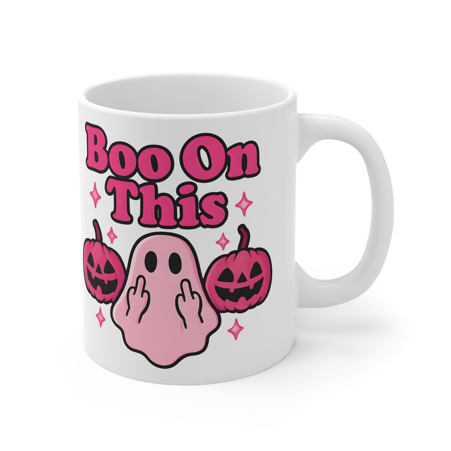 Boo On This Pink Ghosty Halloween Mug, whimsical blend where charm meets spooktacular fun.