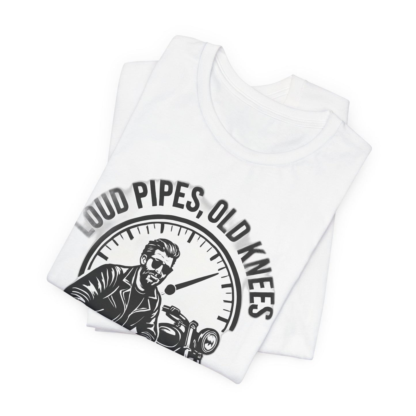 Loud Pipes No Apologies Biker Tee, This funny biker shirt encapsulates the essence of true biker fashion with its bold design and vintage motorbike vibe.