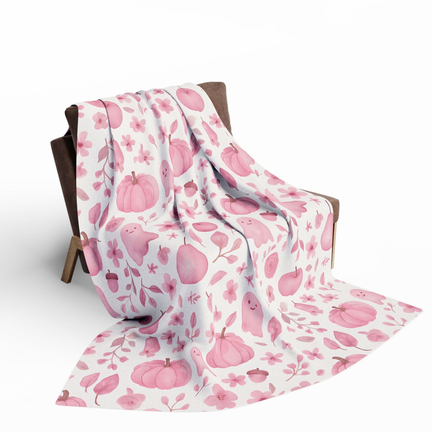 Pink Halloween Ghost Fleece Throw Blanket, this ghost blanket effortlessly transforms any space into a magical haven where autumn chills are met with warmth.
