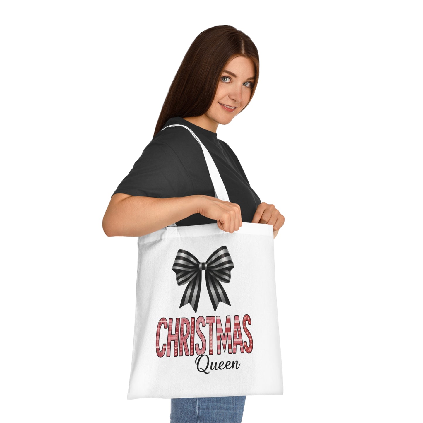 Christmas Queen Festive Reusable Tote Gift Bag, doubling as a unique gift bag and an elegant wine bag for your festive gatherings.