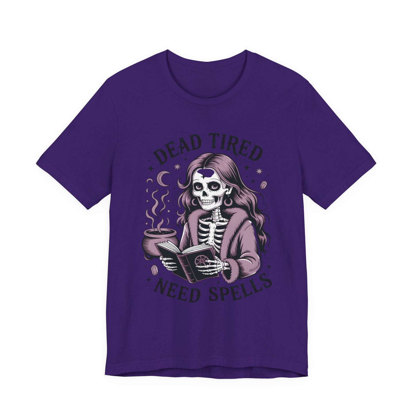 Dead Tired Need Spells Witchy T-Shirt, Skeleton Graphic Tee, witchy stuff, Witchcraft Shirt, Witchy Clothes, Witchcore, Wiccan Apparel