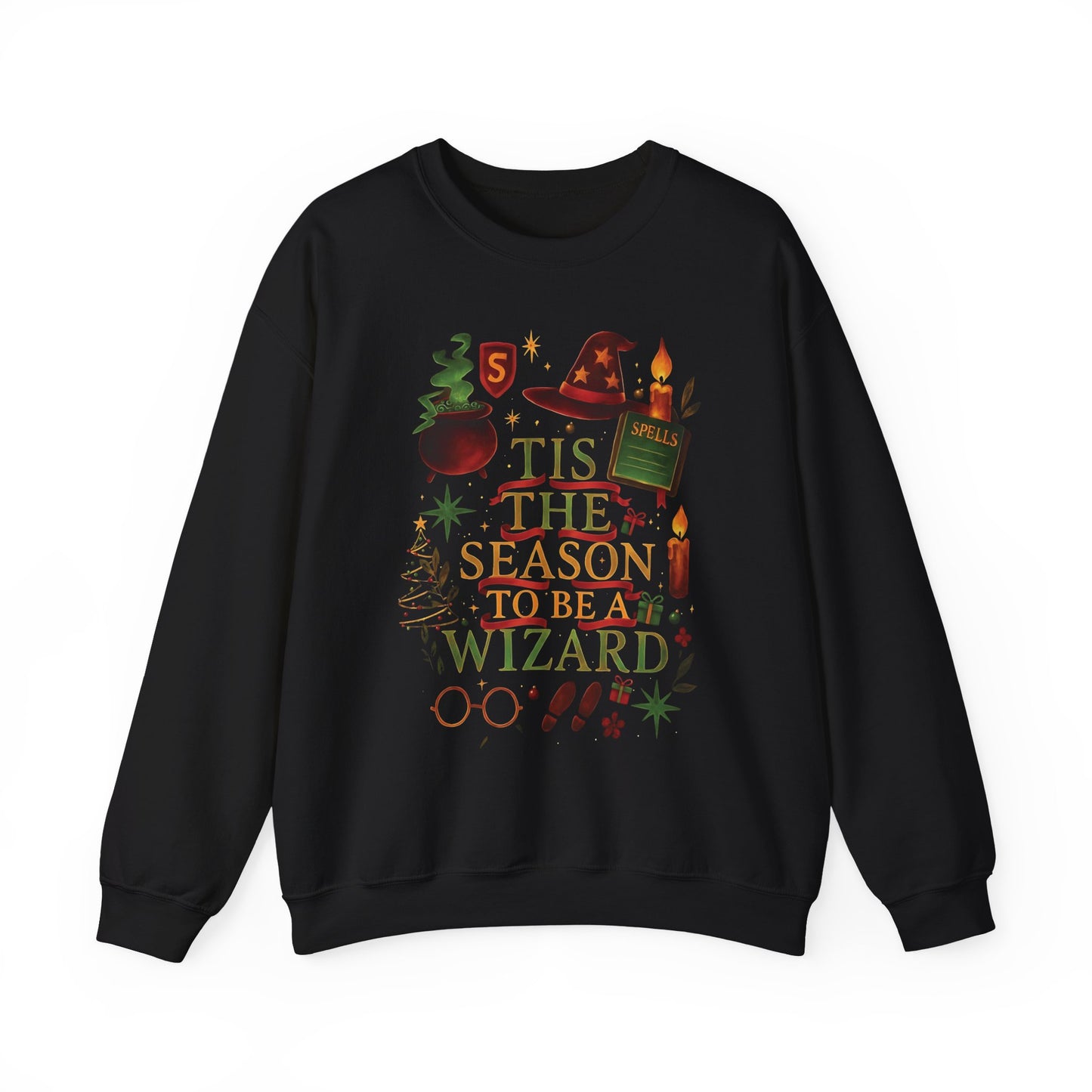 Festive Tis the Season to Be a Wizard Potter Fan Sweater, This enchanting harry potter sweater is a dream come true for any potter head.