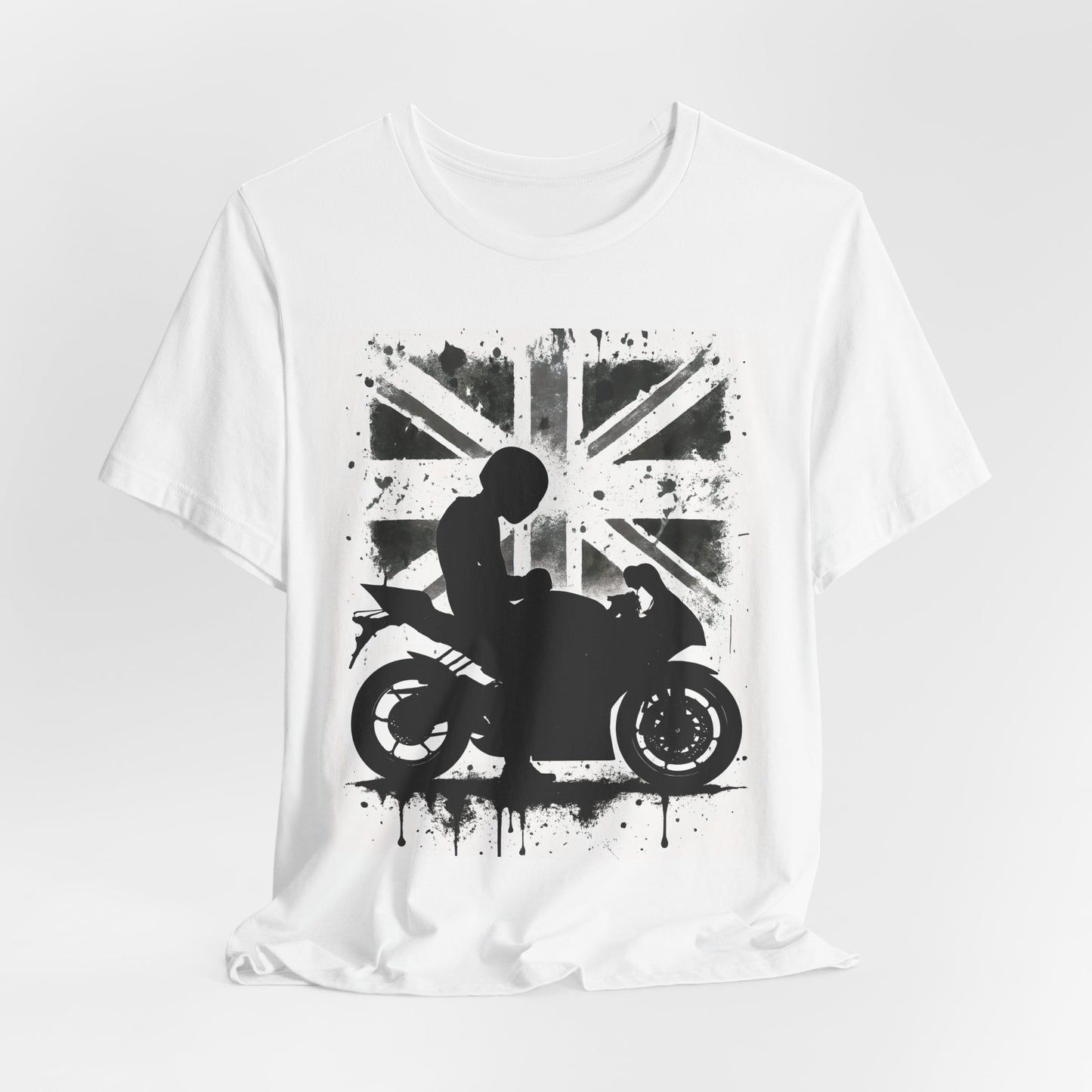 Union Jack Biker T-Shirt, This union jack shirt fuses passion for the open road with a touch of British flair, making it the perfect england shirt for any motorcycle rider.