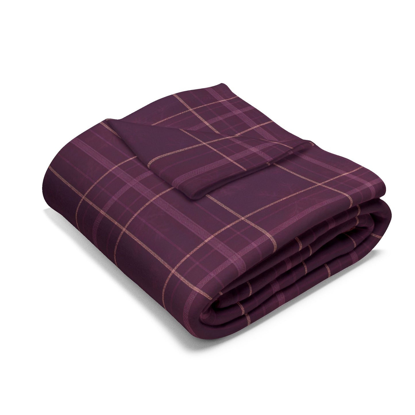 Christmas Plum Plaid Arctic Fleece Blanket, Warm Throw Blanket.