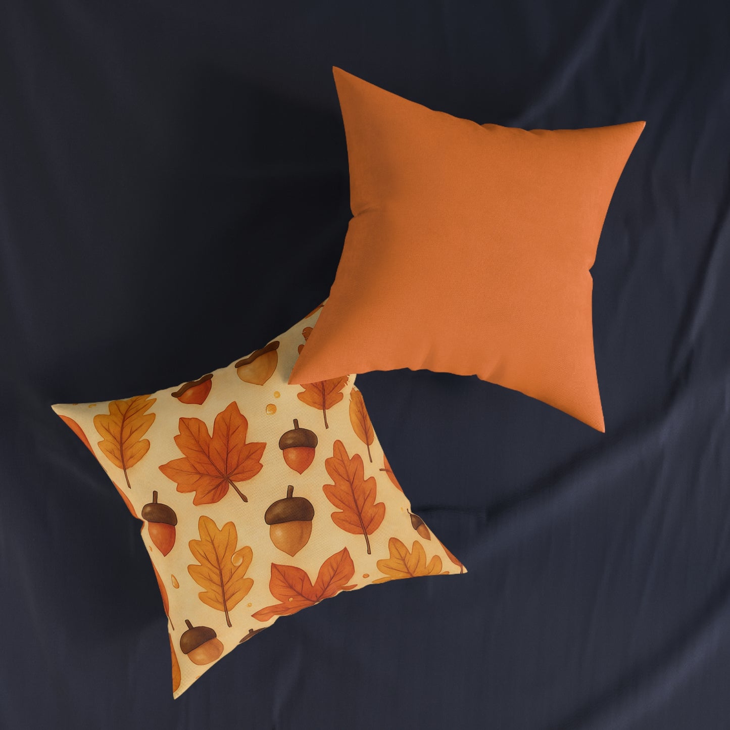 Autumnal Leaf Acorn Pillow, A tapestry of rich golden hues and crisp details, this autumn leaves pillow captures the essence of a forest carpeted with leaves, softening your space with its warm charm.