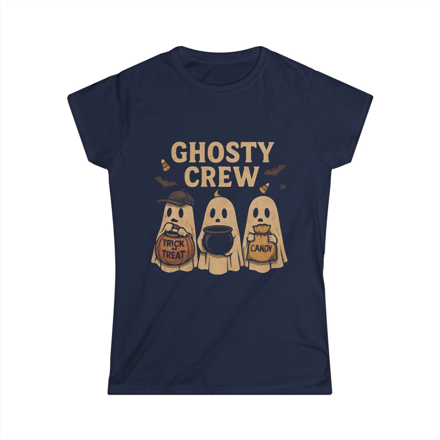 Halloween Ghosty Tee - Women's Softstyle Shirt Perfect for those who love Halloween and want to add a touch of spookiness to their wardrobe.