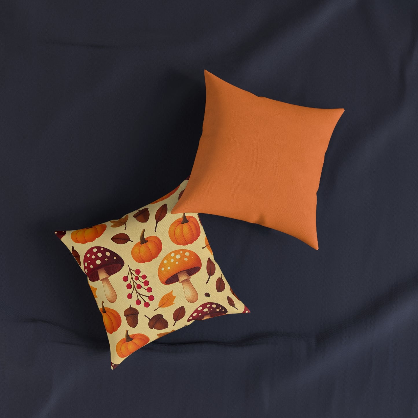 Pumpkin Mushroom Autumn Pillow, with its playful design featuring a cozy pumpkin and whimsical mushroom, perfect for embracing Hello Autumn.