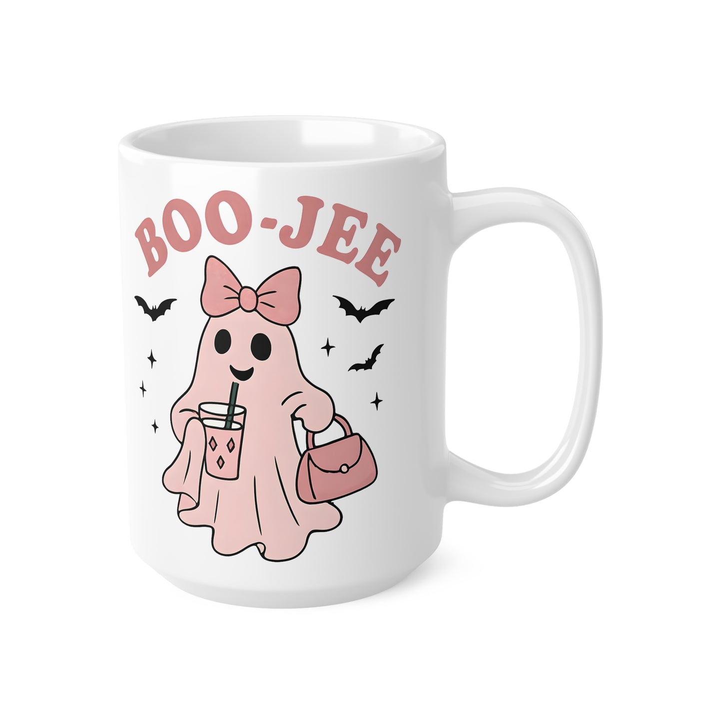Boo jee Pink Ghosty Mug, This cute ghost mug, with its charming pink hue and playful ghostie design, transforms every sip into a magical moment.