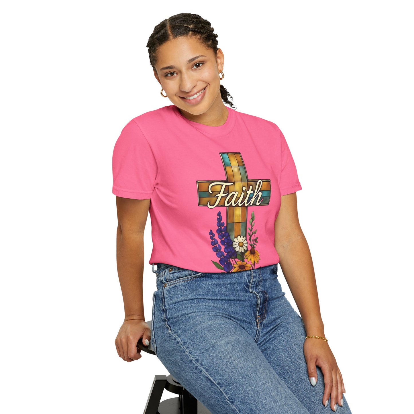 Christianity Faith Cross Comfort Colors T-shirt, Christianity gift or elevating your own collection of Christian merch, this shirt is a testament to the belief that God is good.