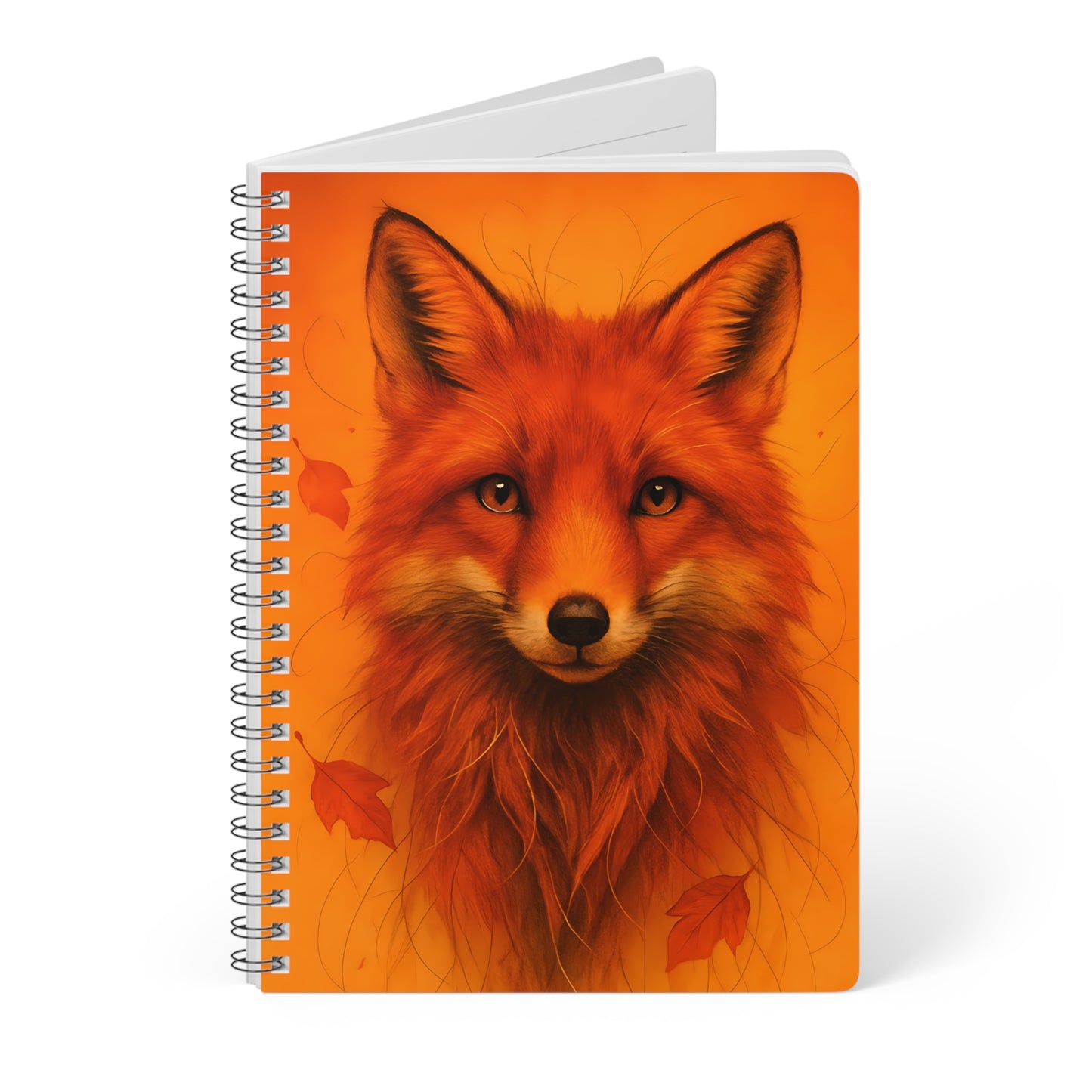 Autumn Fox wirebound notebook, with the charming and vibrant fox design infused with orange and red hues that capture the playful spirit of foxy fix.