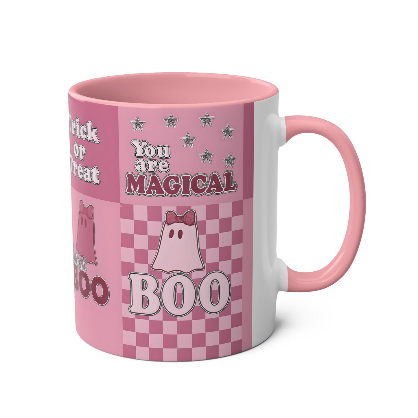 Pink Ghosty Boo Mug, this ghost mug is the embodiment of a cute Halloween mug, bringing the festive spirit to your morning brew.