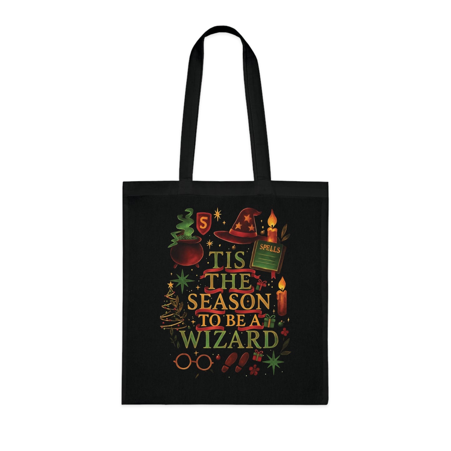 Tis the Season to be a Wizard Xmas Tote Bag, With its charming design, this xmas tote bag doubles as a delightful Christmas Eve bag.