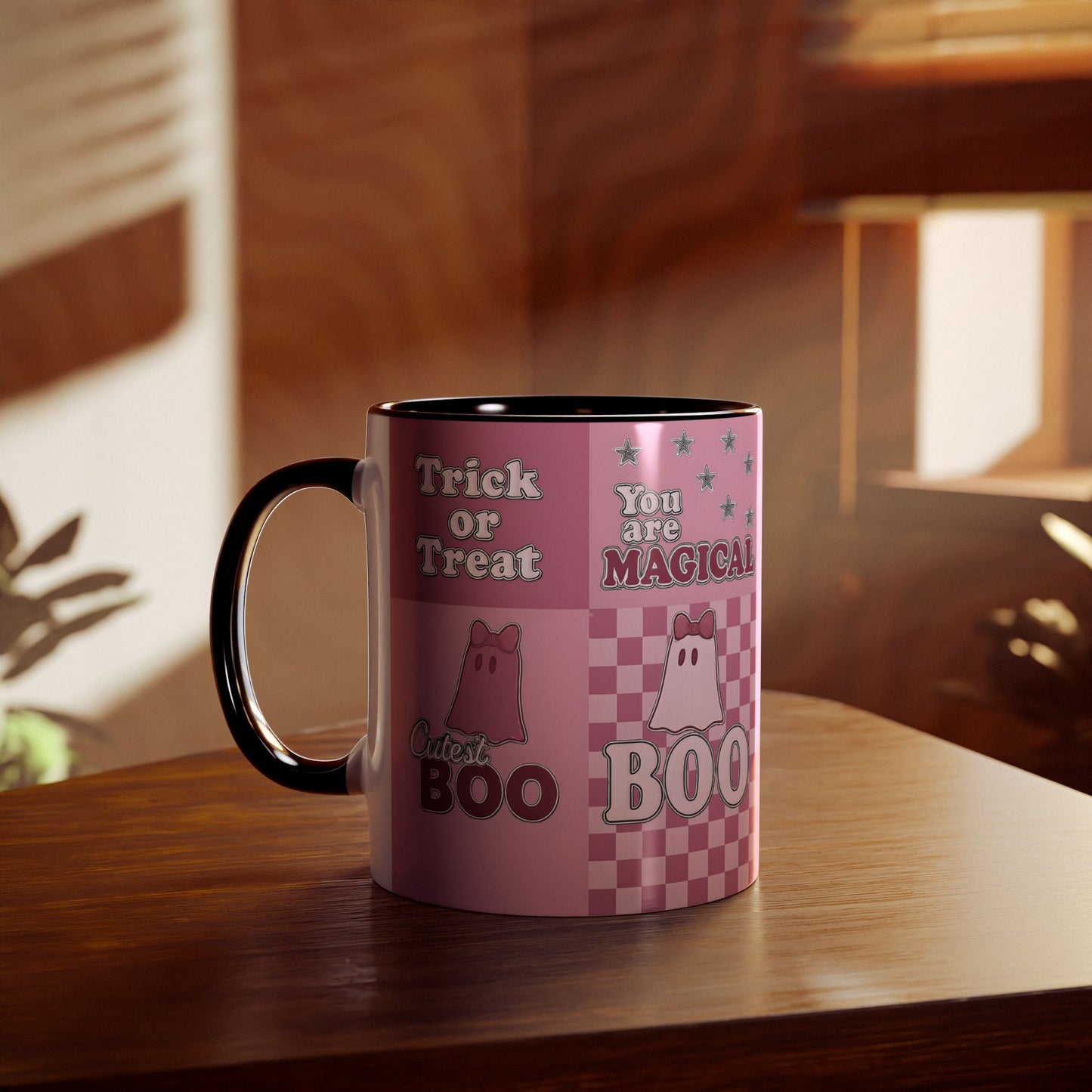 Pink Ghosty Boo Mug, this ghost mug is the embodiment of a cute Halloween mug, bringing the festive spirit to your morning brew.
