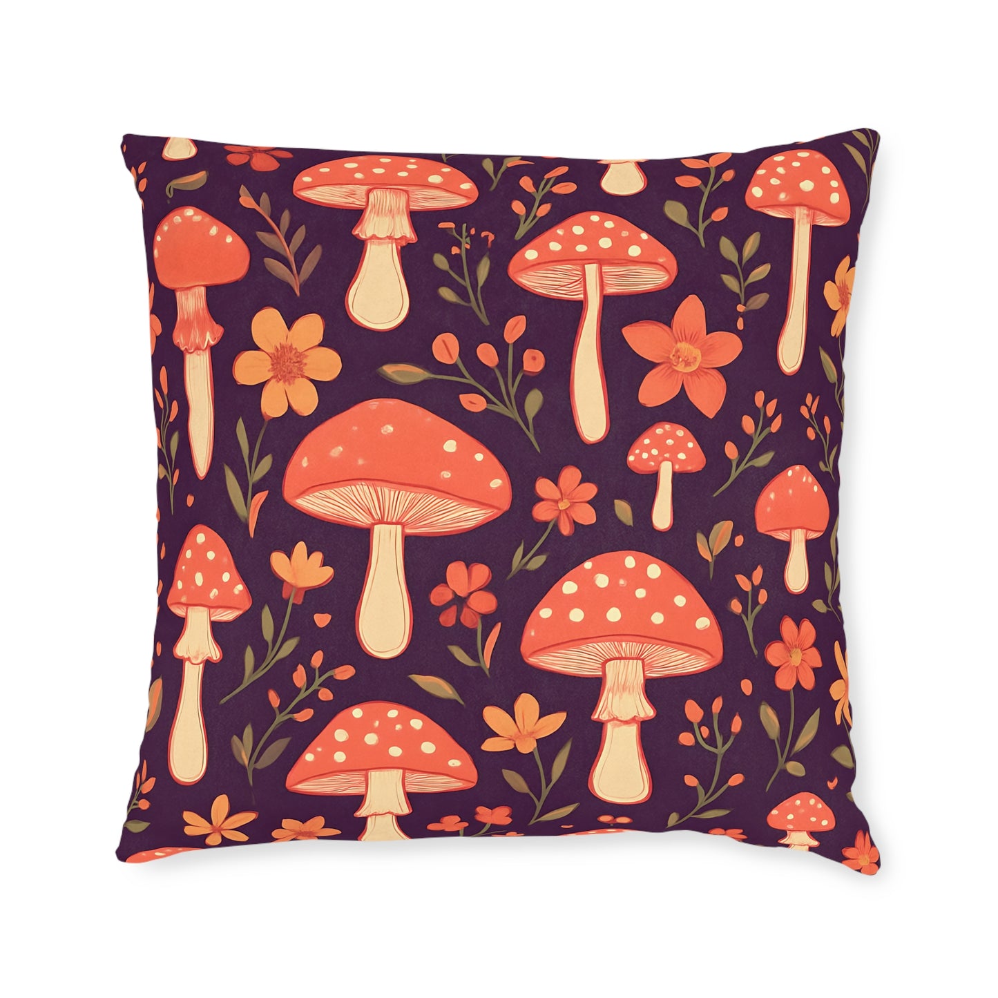 Mushroom Pillow, Perfect as a throw pillow cushion, it transforms any space with its soft plum hue and charming shroom motif, inviting warmth and comfort into your home.