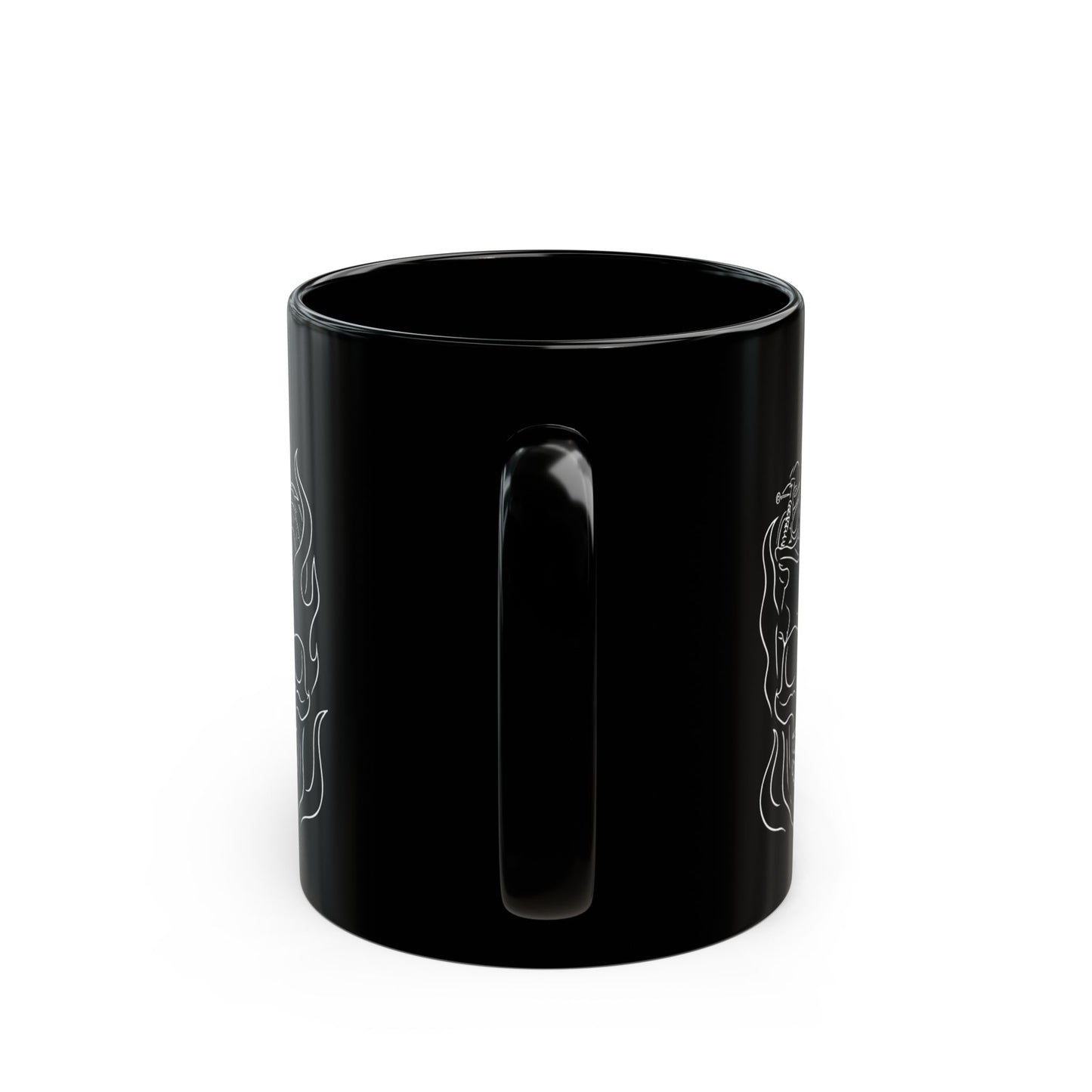 Skull Flame Mug for Riders, This eye-catching skull mug, adorned with vivid skull flames, transforms your usual sip into a fiery experience.