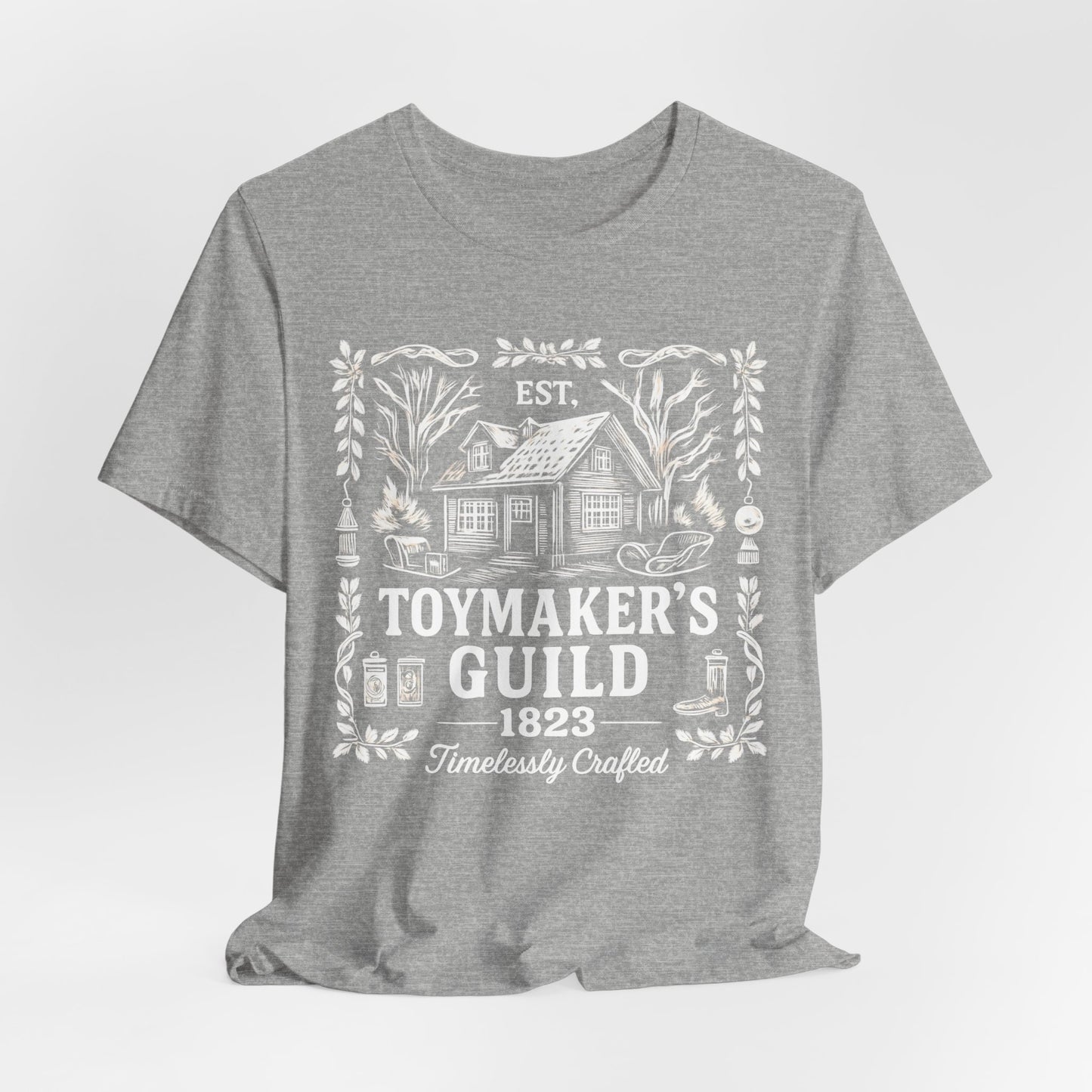 Nostalgic Christmas Tee, Vintage Toymaker Guild, a delightful nod to the nostalgic charm of Christmas past, a heart warming secret Santa idea.