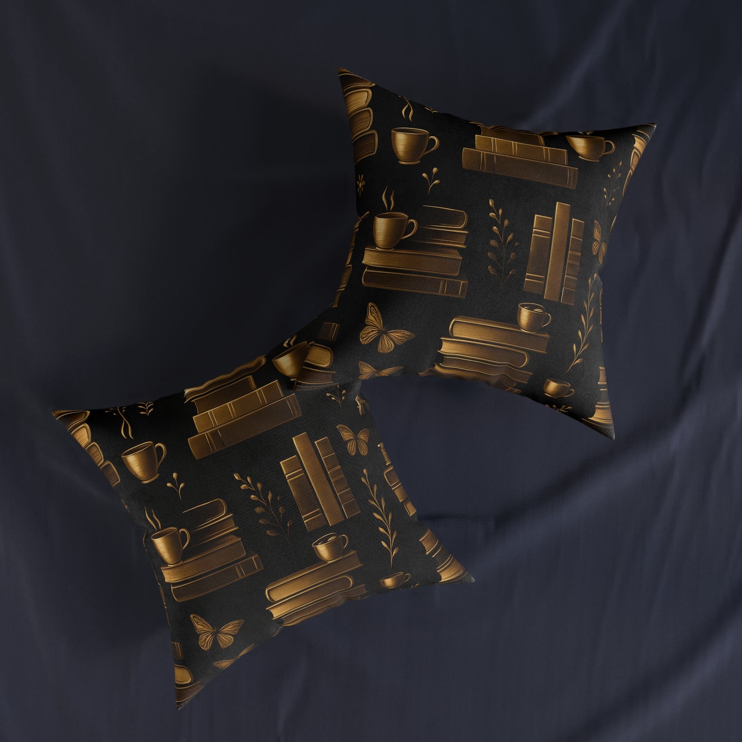 Books and Coffee Cushion, Perfect for cozy corners or grand libraries, this pillow is not just decor—it's a celebration of your passion for books and the comforting ritual of a quiet coffee moment.