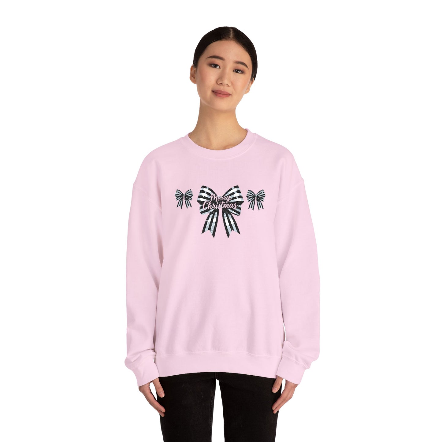 Festive Merry Christmas Bow Embroidered Jumper,the perfect xmas gift for mum, this festive sweater is sure to bring warmth and delight.