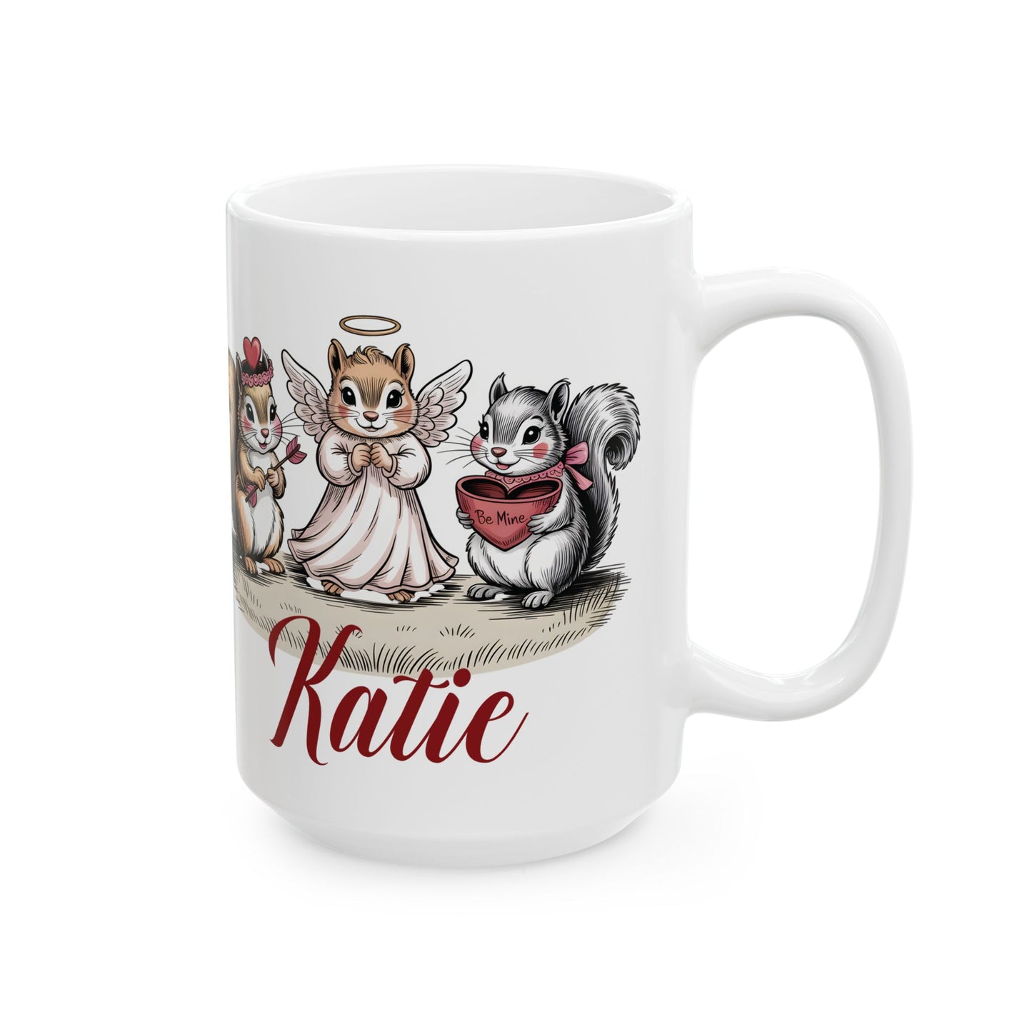 Personalized Squirrel Mug | Cute Valentine Mug | Custom Name Cup | Woodland Animal Gift