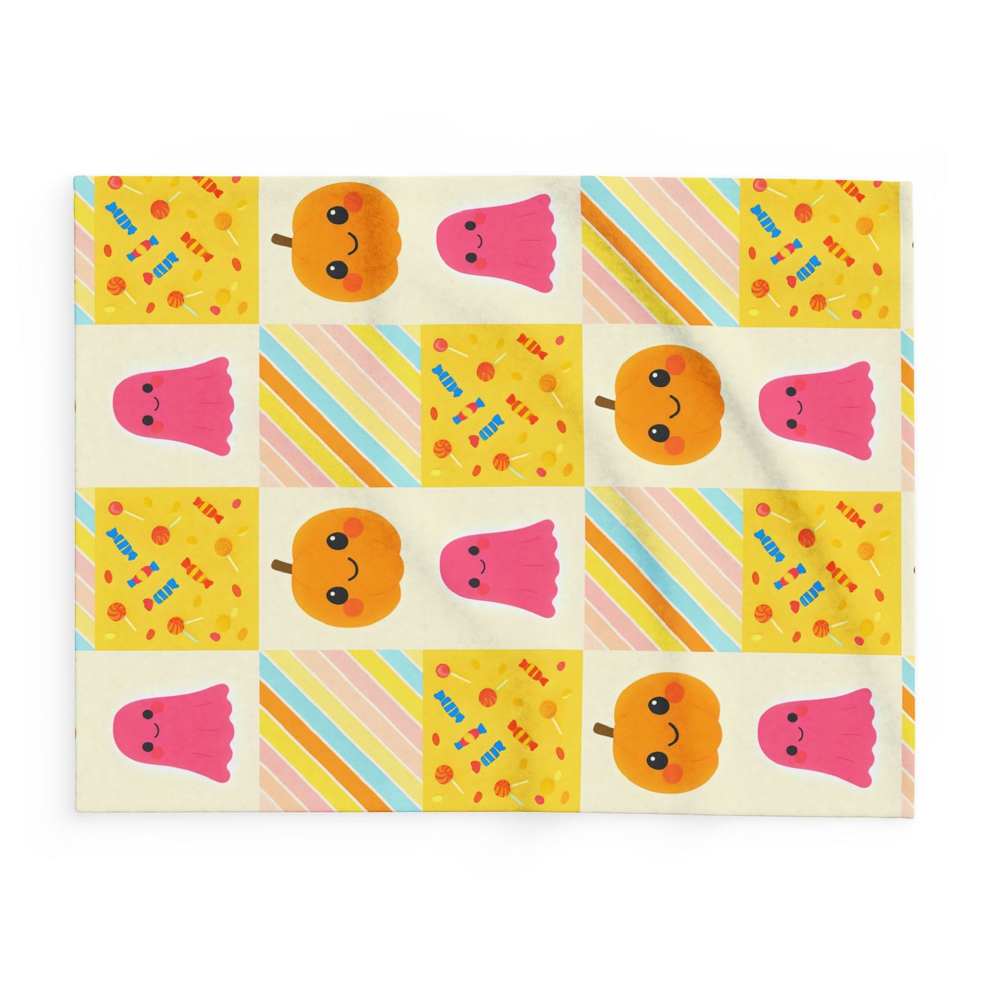 Halloween Ghosty Pumpkin Sweets Fleece Blanket, Perfect for snuggling during chilly nights,a cherished piece of spooky season decor.